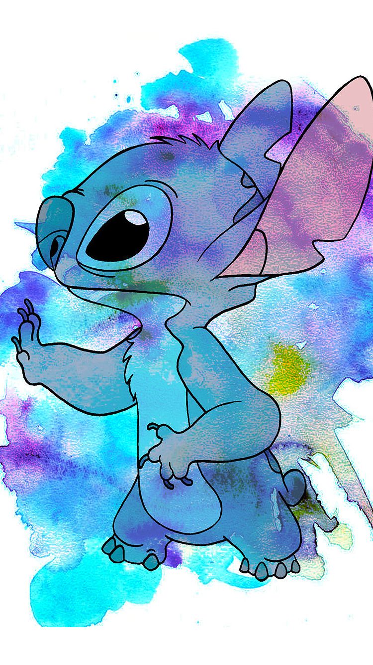 Stitch acquerello sfondo colorato, 750x1334 Full HD Verticale, iPhone