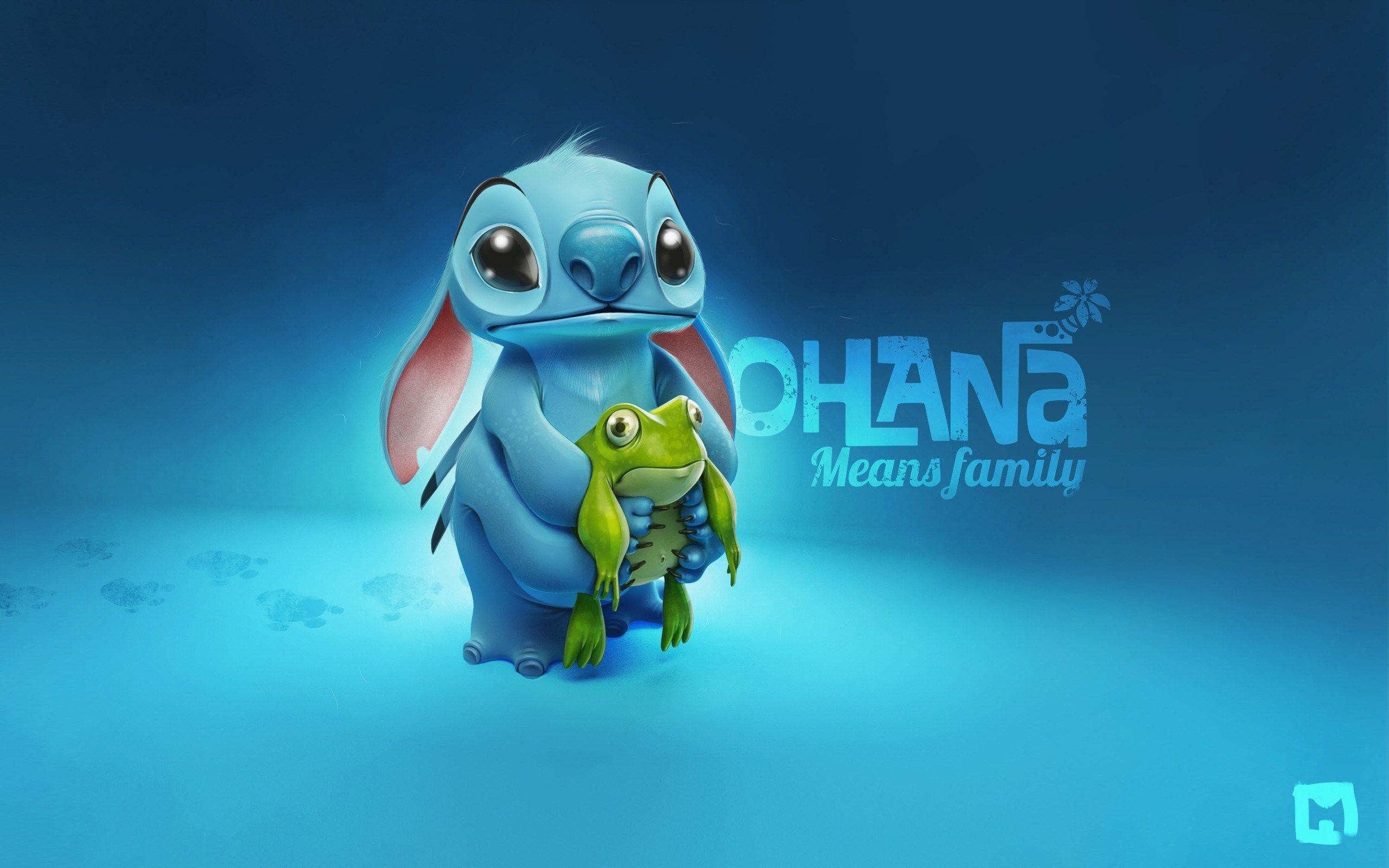 Stitch Ohana con rana blu, Lilo & Stitch, 2560x1600 WQXGA, Desktop