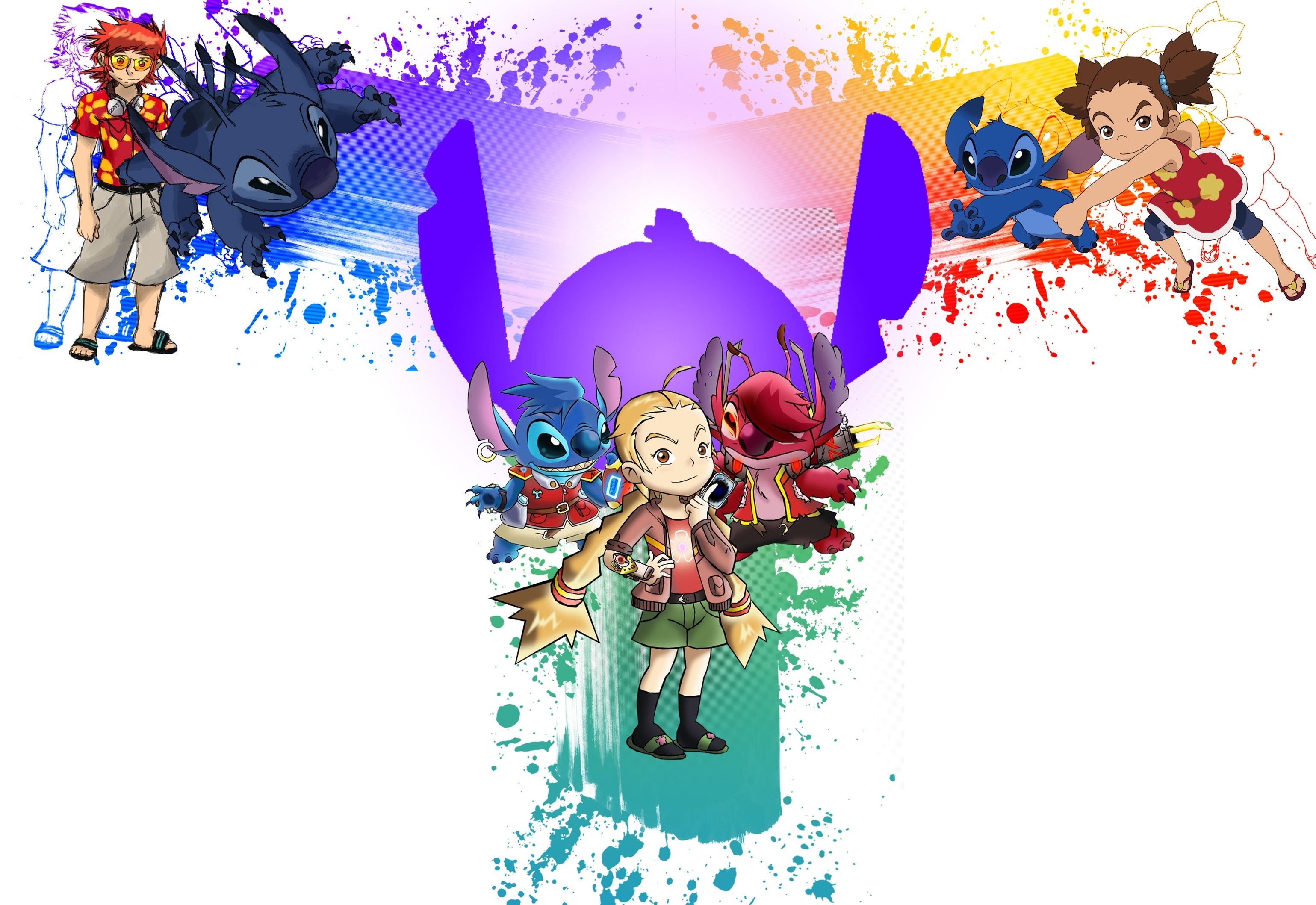 Stitch silhouette con Lilo e personaggi, 3078x2117 2K+, PC