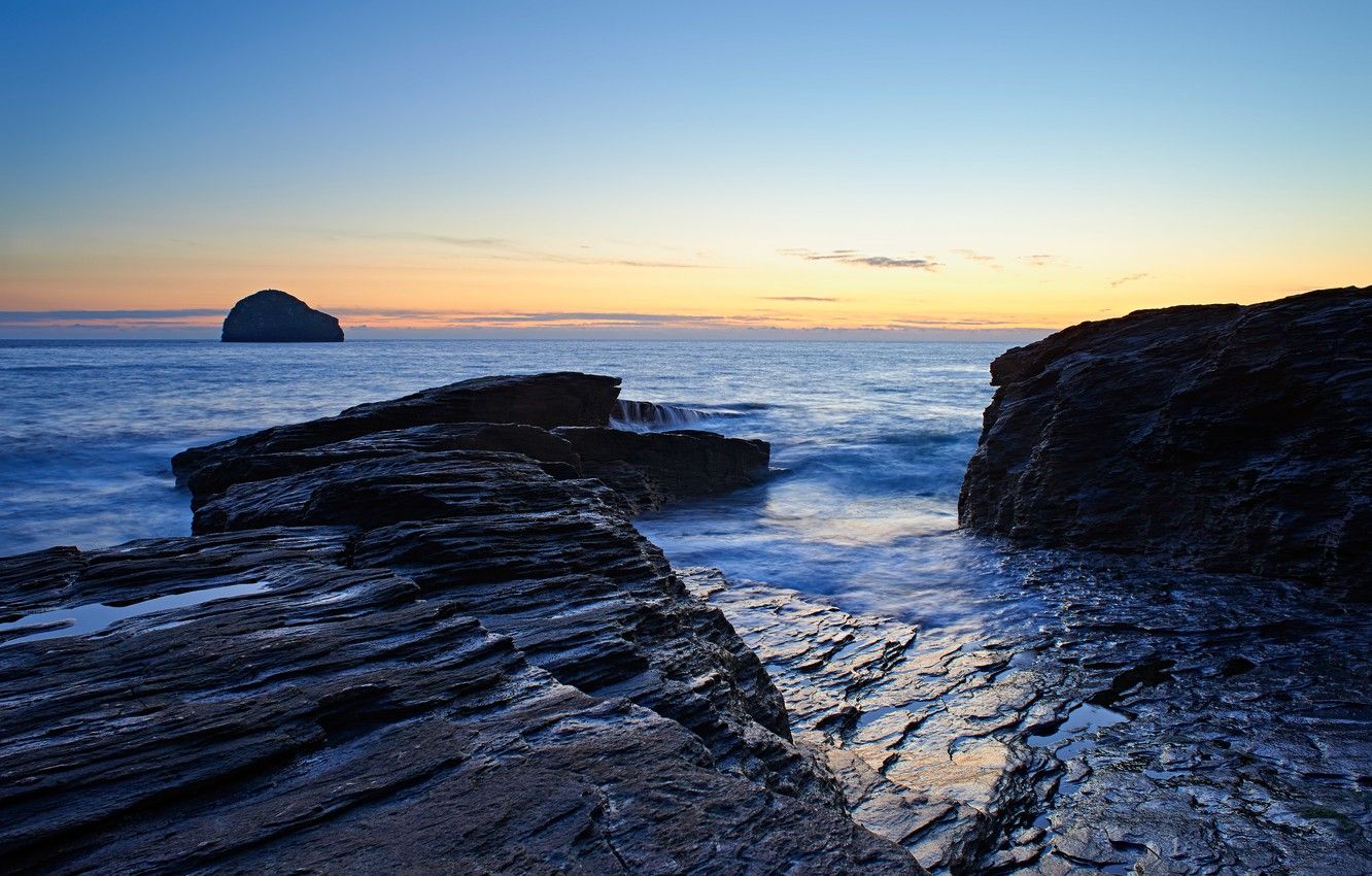 Scogliera rocciosa al tramonto, 1332x850 720p, PC