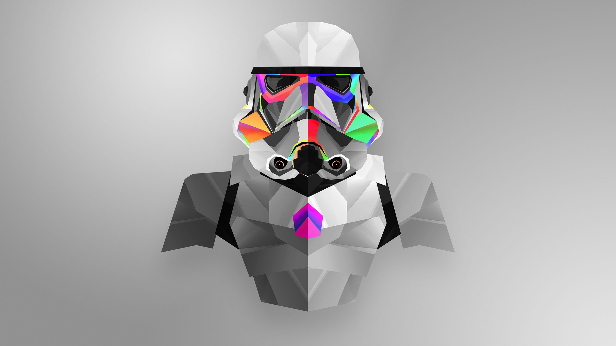 Stormtrooper geometrico colorato low-poly, 2560x1440 QHD, Monitor Gaming