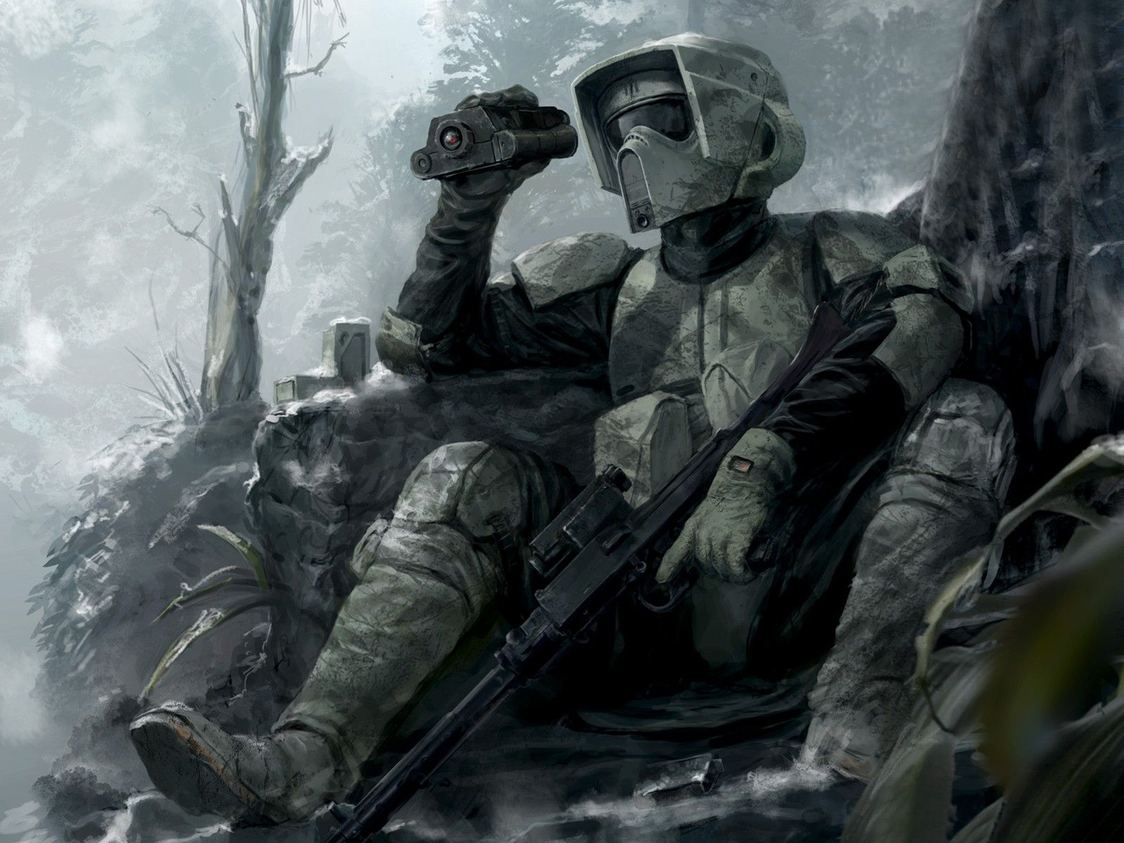 Soldato scout Star Wars nella foresta, 1600x1200 HD, Desktop