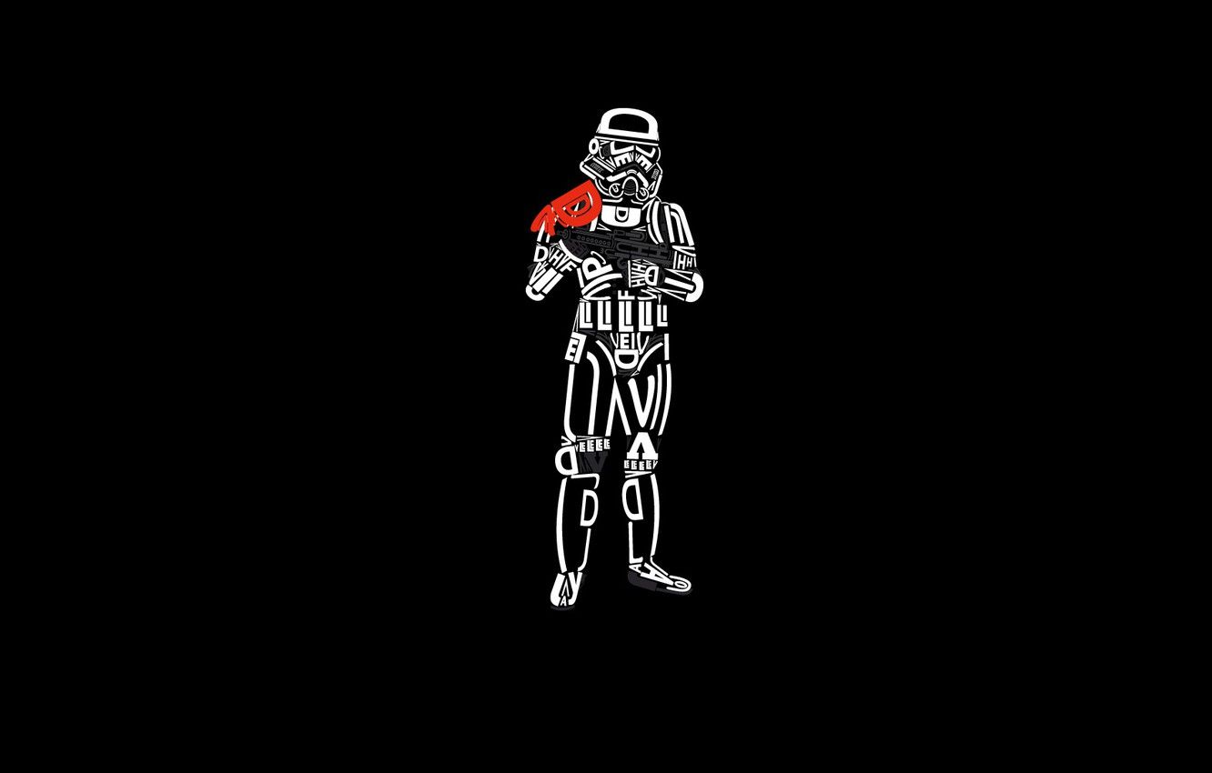 Stormtrooper contorno bianco sfondo nero, 1332x850 720p, PC