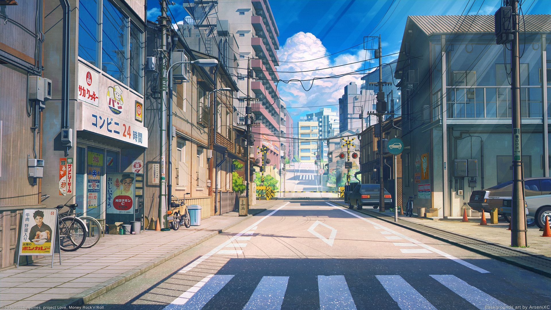 strada città cartoon giapponese, 1920x1080 Full HD 1080p, Desktop