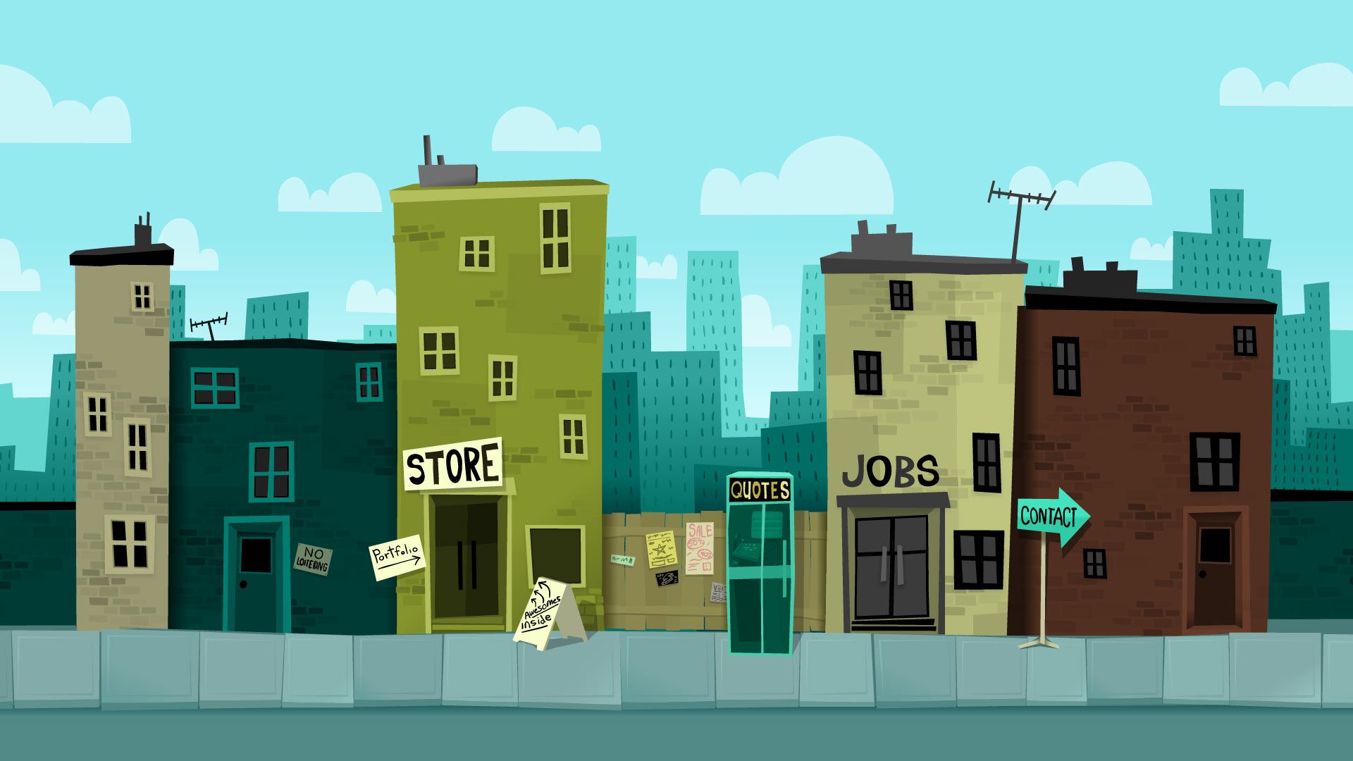 Strada città cartoon notturna, 1920x1080 Full HD, PC