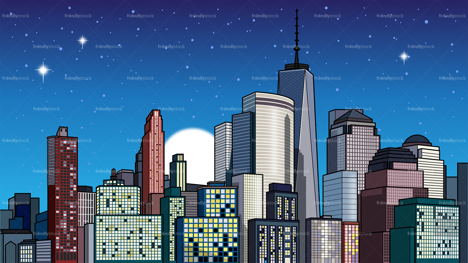 Città cartoon di notte, 1920x1080 Full HD 1080p, Laptop
