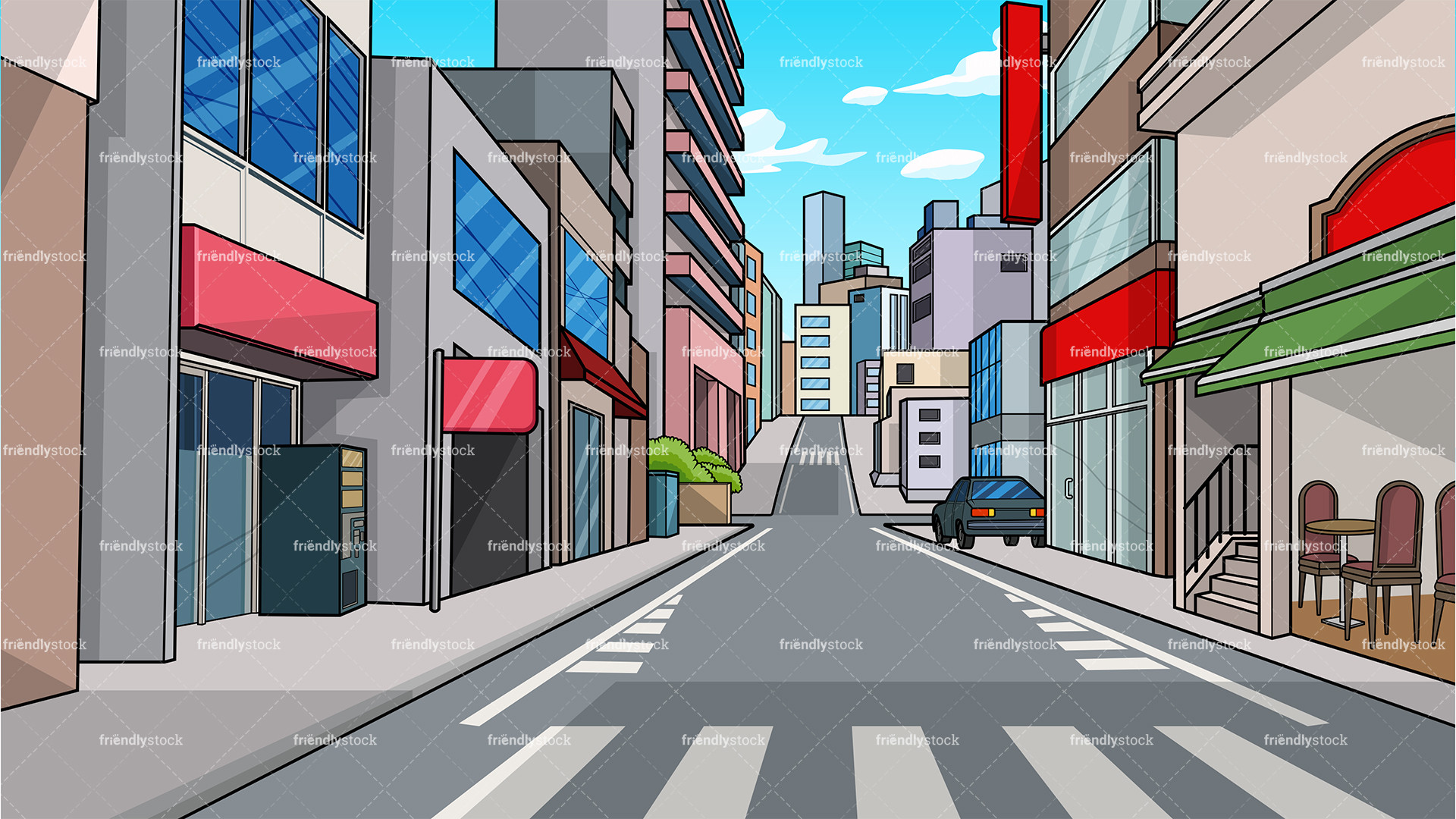 strada città cartoon, 1920x1080 Full HD, PC Desktop