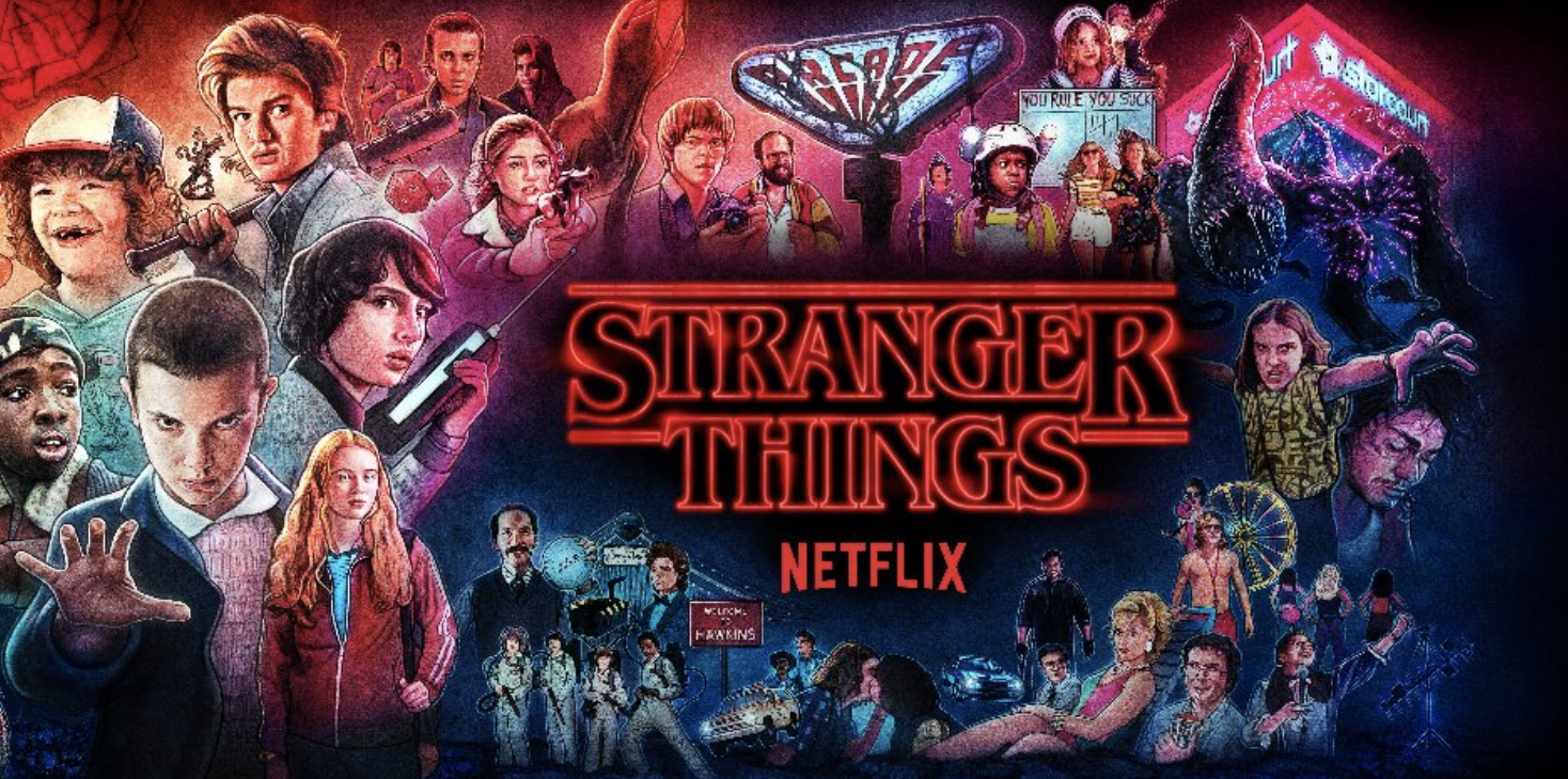 Stranger Things poster personaggi Netflix, 1468x730 720p, PC