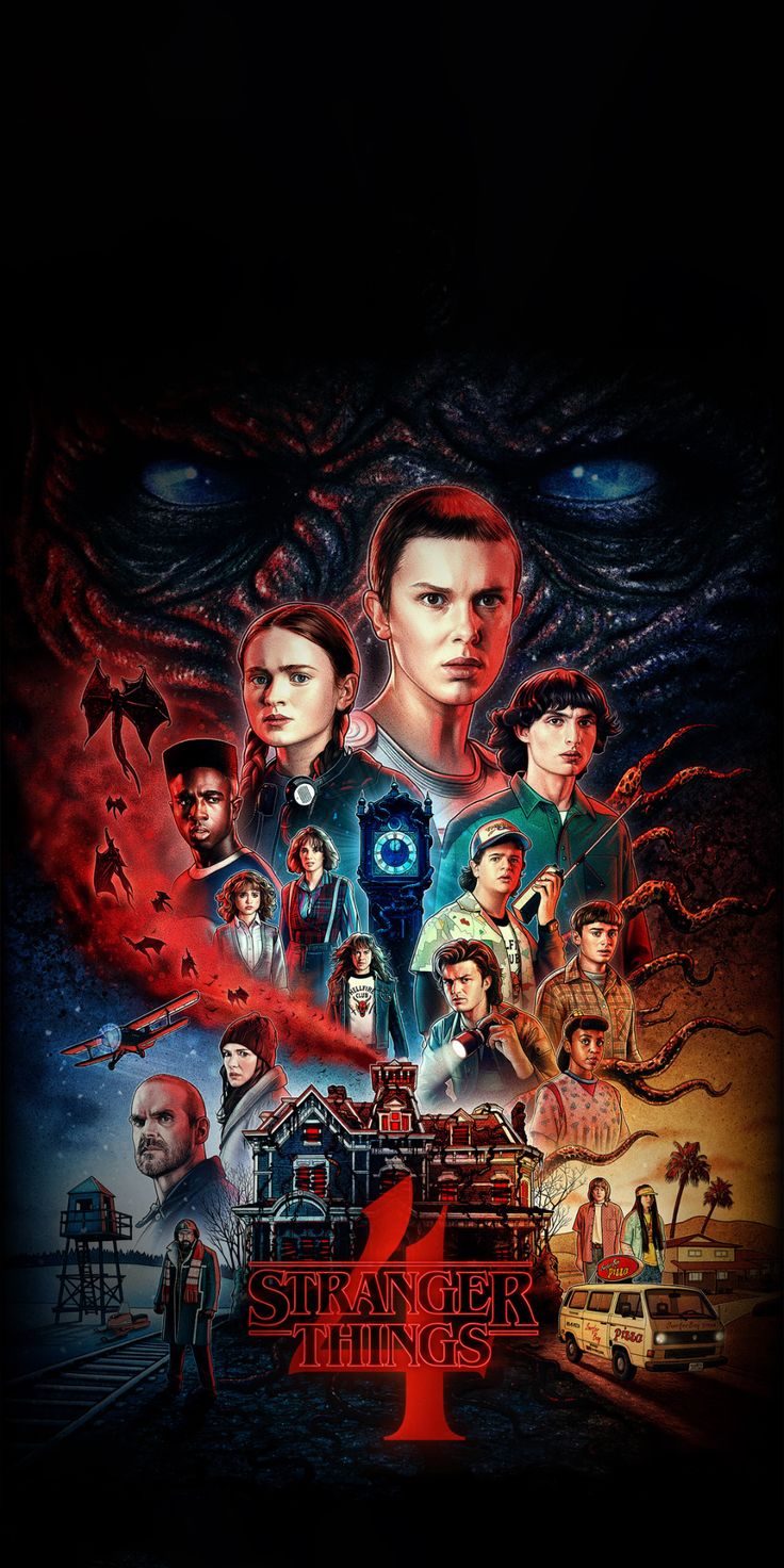 Poster Stranger Things 4, anni '80, 736x1472 Full HD Verticale, iPhone