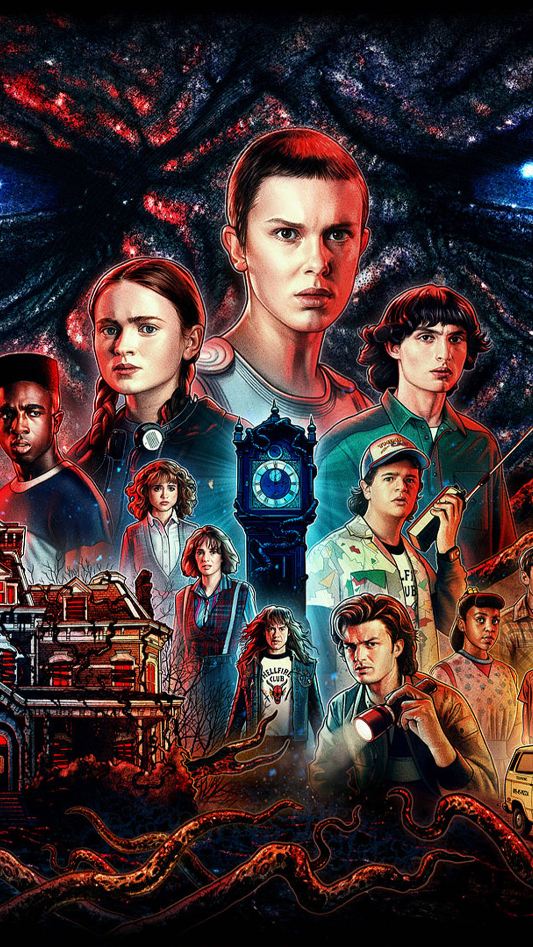 Stranger Things 4 personaggi poster, serie Netflix, 1080x1920 Verticale, Mobile