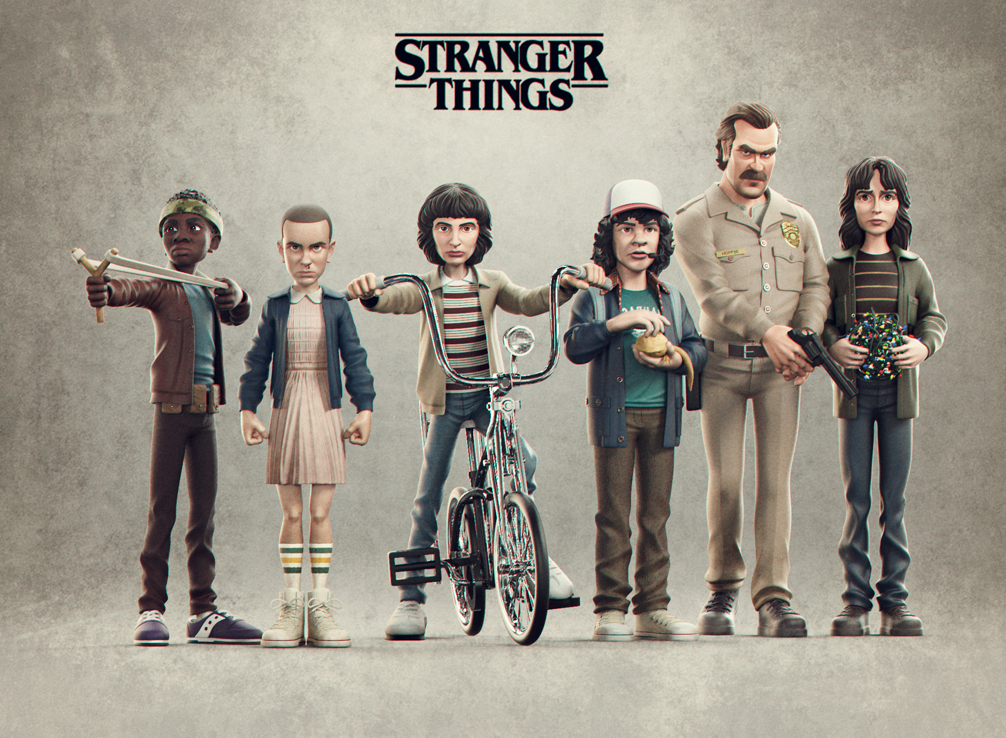 Personaggi Stranger Things stile action figure, 2044x1500 alta risoluzione, Desktop