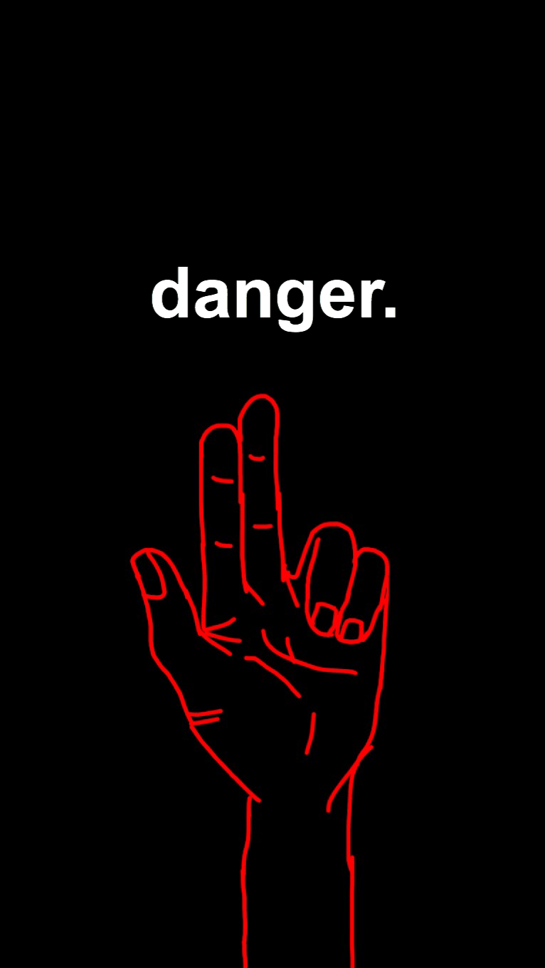 Mano rossa neon, scritta danger, 766x1360 Full HD Verticale, iPhone