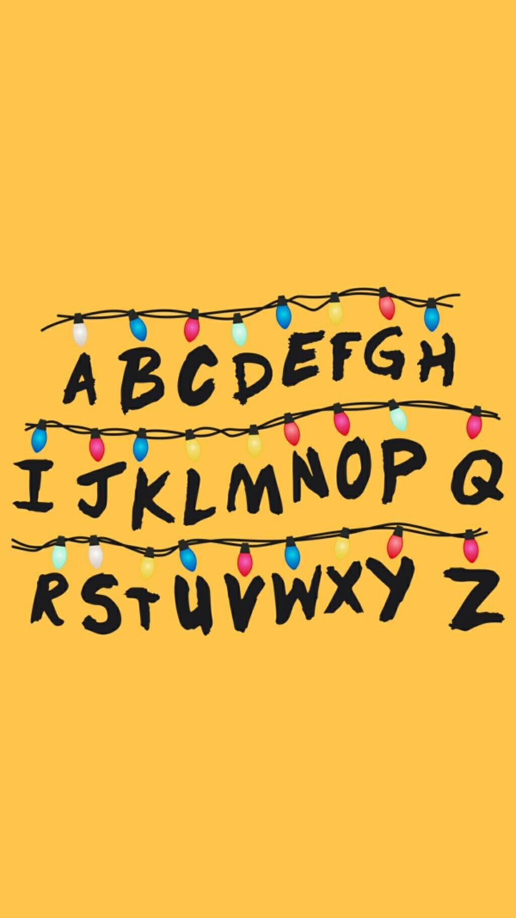 Alfabeto luci Stranger Things giallo, serie Netflix, 1024x1823 Full HD Verticale, Smartphone