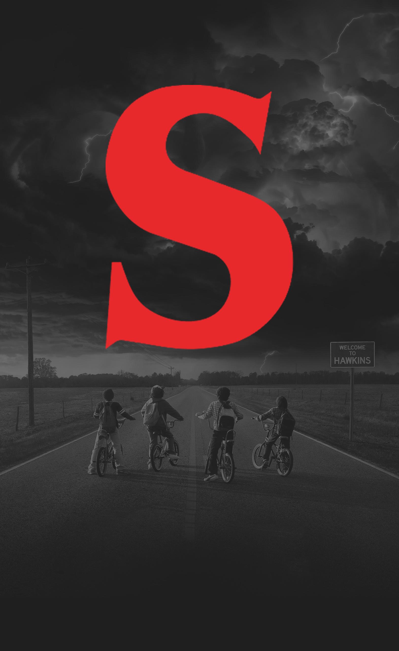 Lettera S rossa, bambini in bicicletta, 1572x2560 Verticale, Mobile