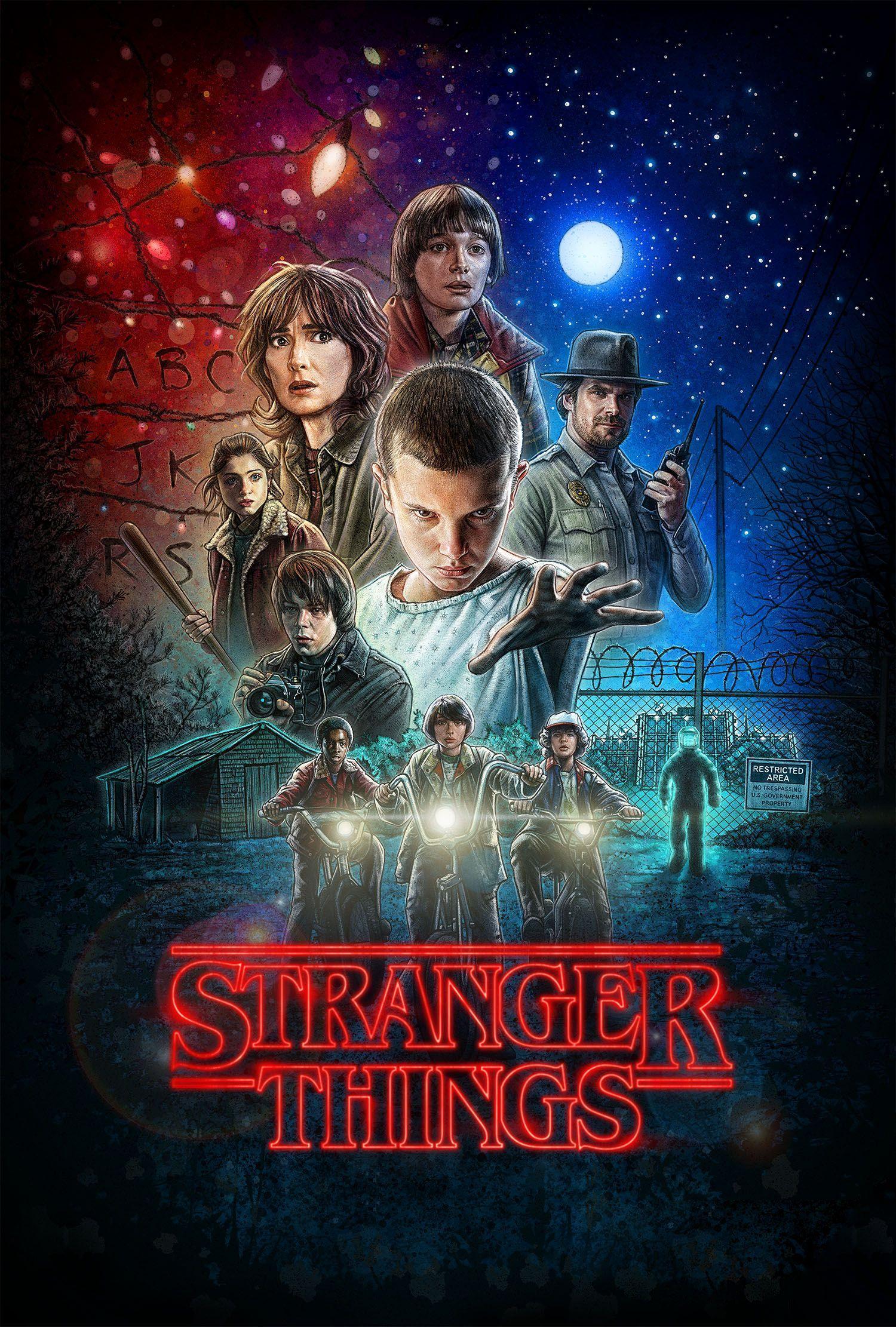 Poster Stranger Things personaggi, serie Netflix, 1500x2222 Verticale, Mobile