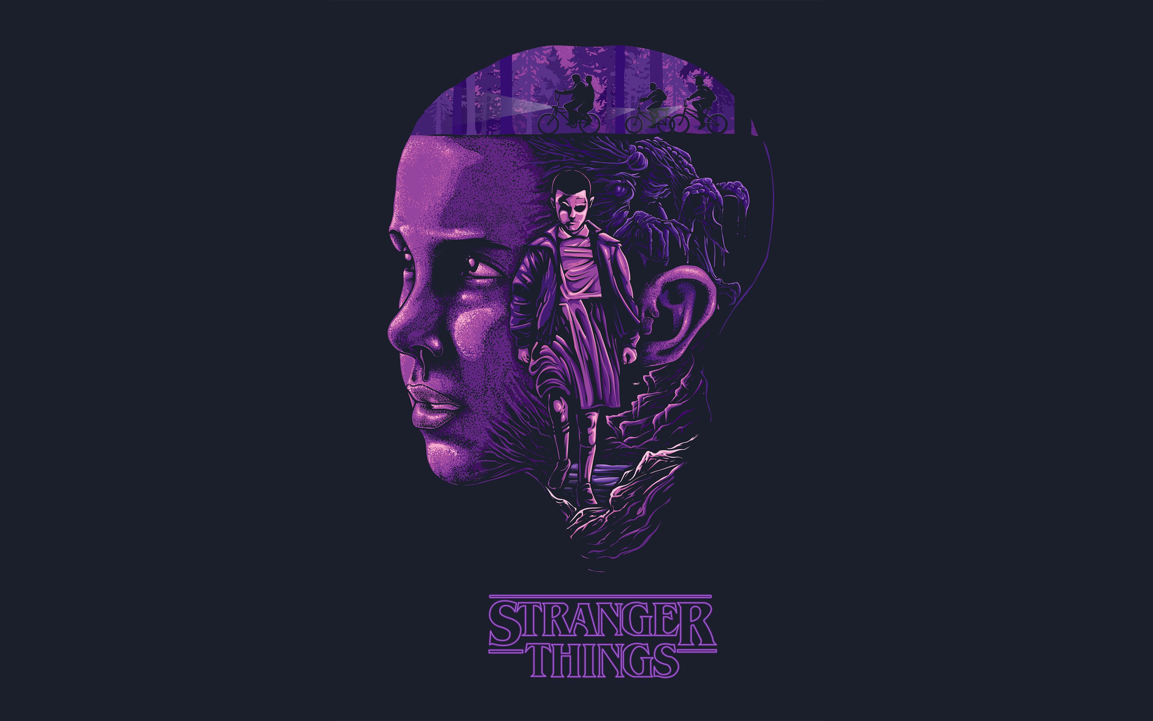 Stranger Things Eleven poster viola, 3840x2400 Ultra HD, 4K TV