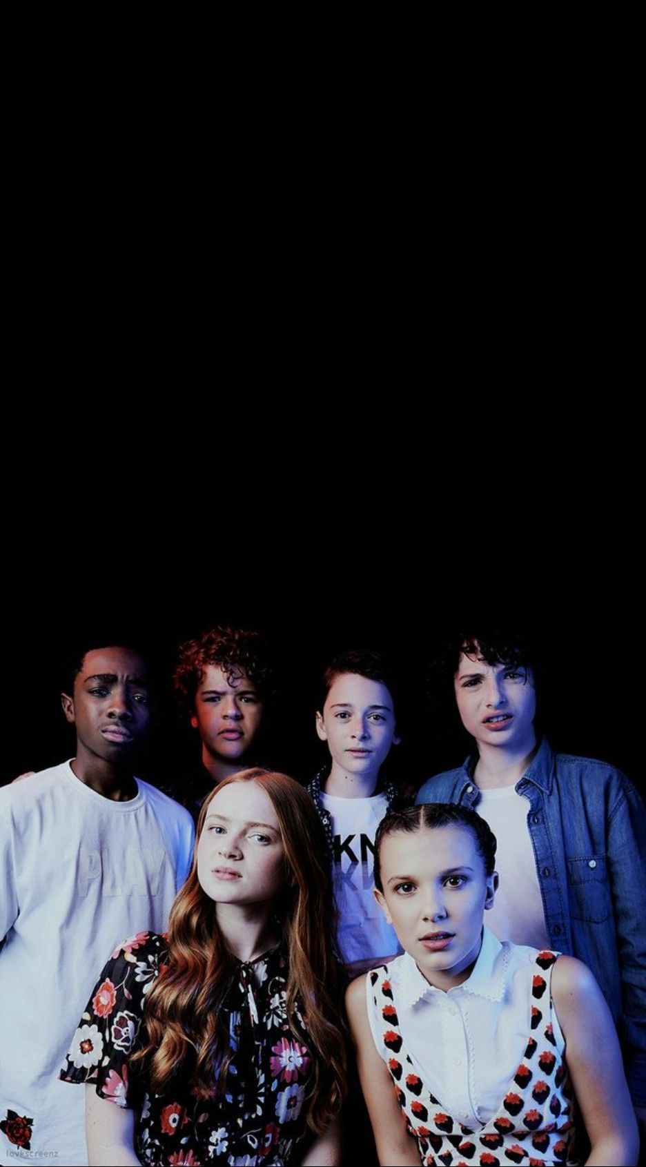 Cast Stranger Things sfondo nero, 936x1691 Full HD Verticale, Smartphone