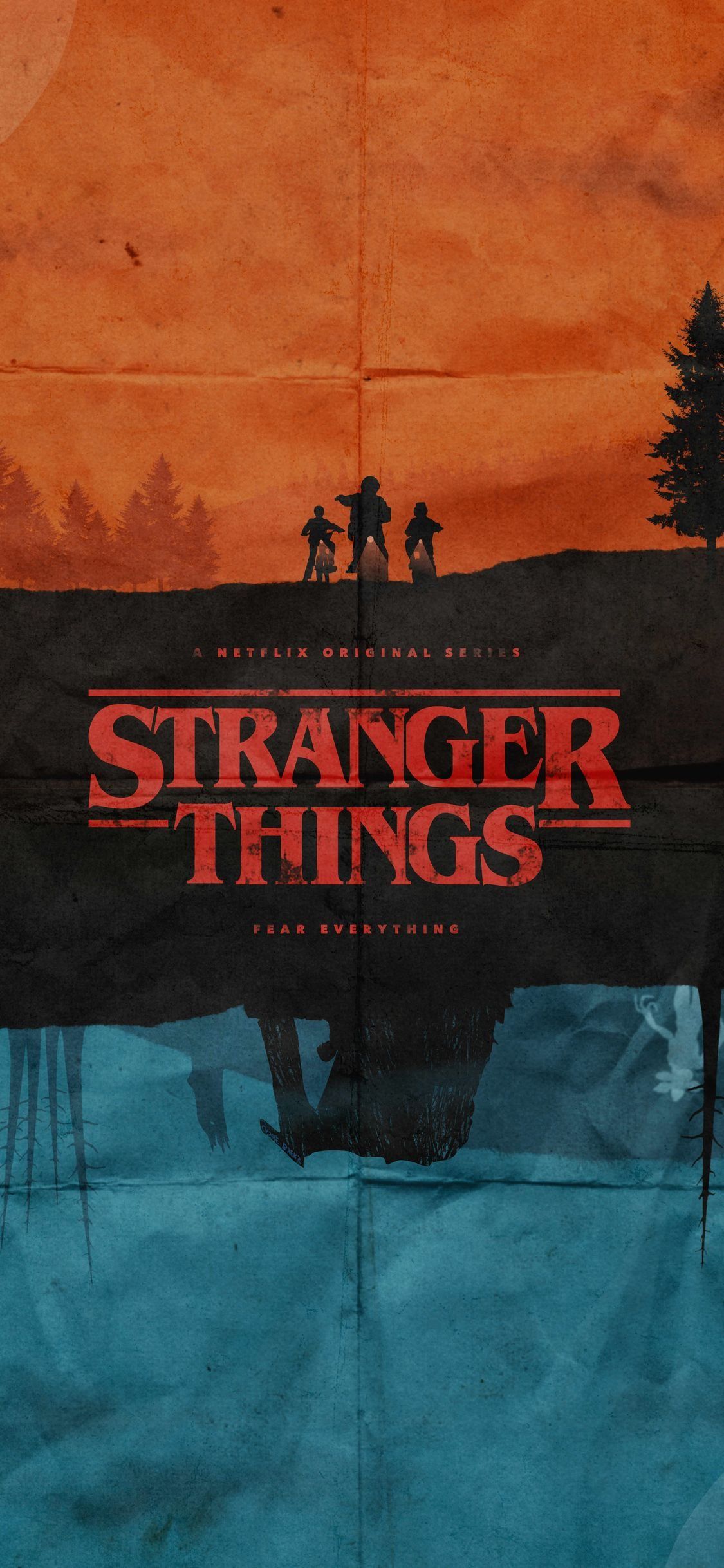 Stranger Things poster arancione blu, 1125x2436 Verticale, Mobile