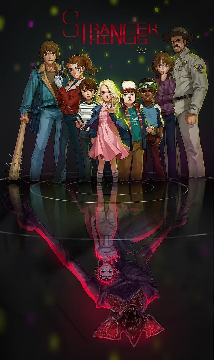 Personaggi Stranger Things illustrati, 728x1224 Full HD Verticale, iPhone