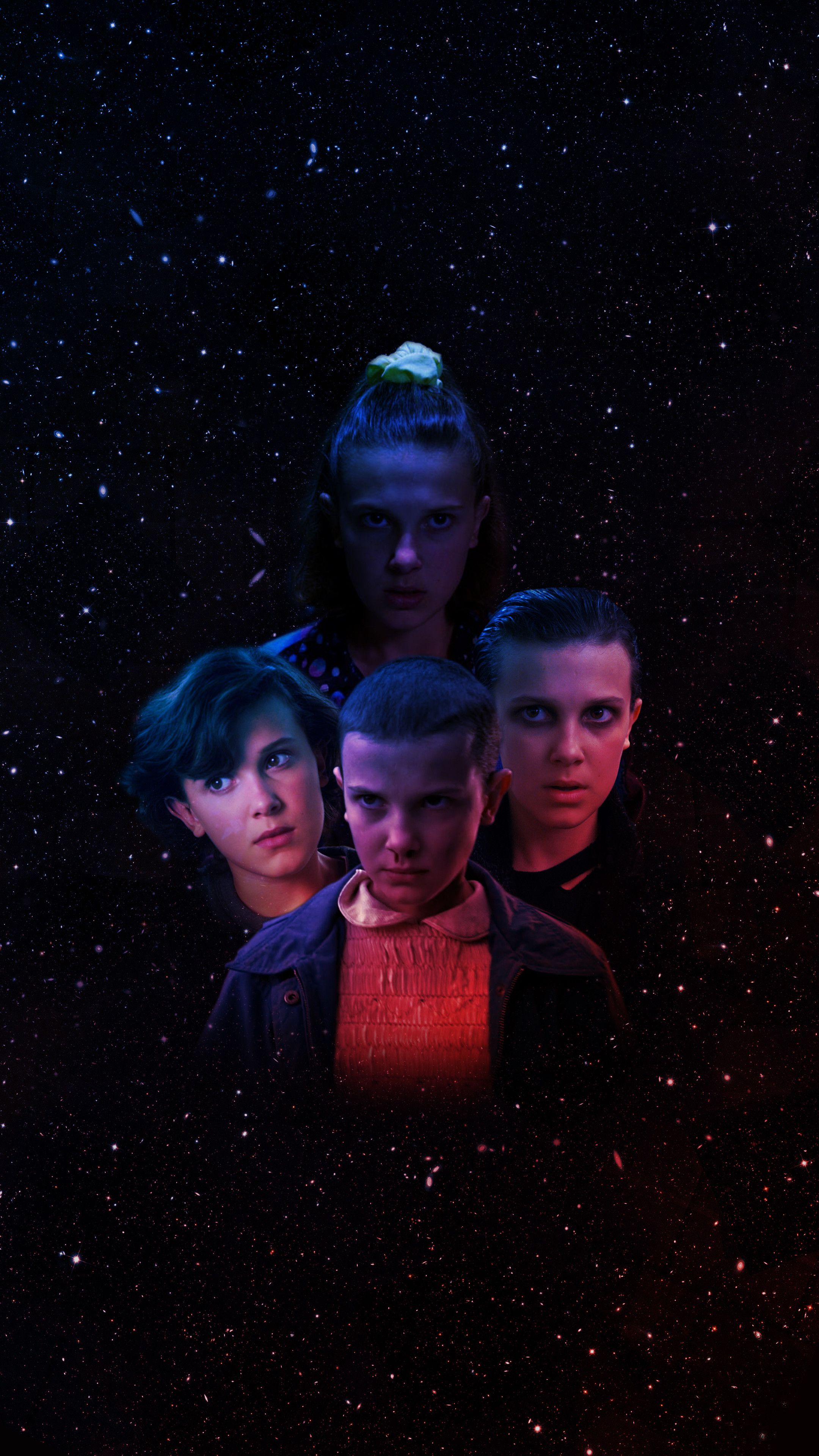 Personaggi Stranger Things tra stelle, 2160x3840 Verticale, Mobile