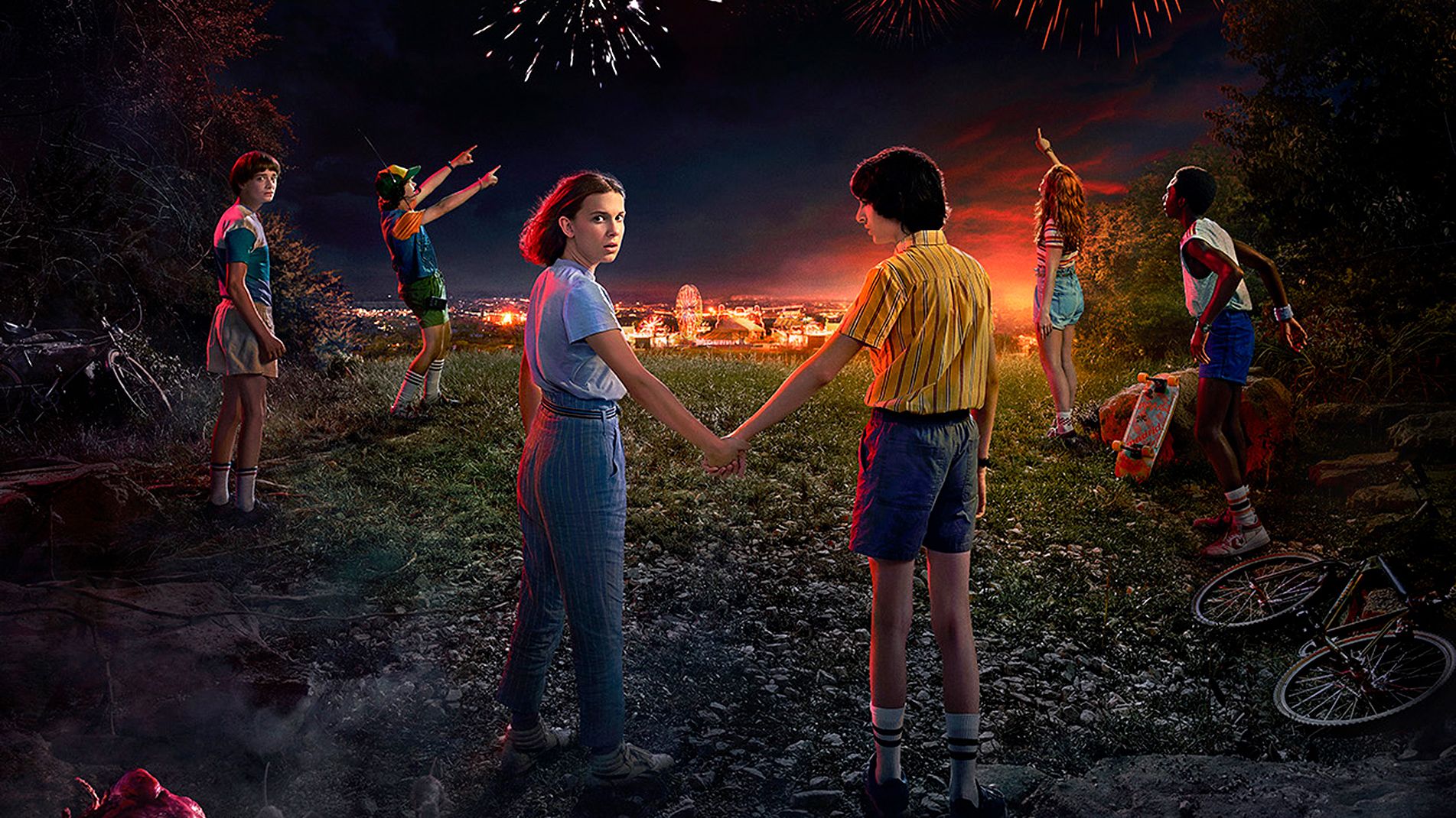 Stranger Things personaggi stagione 3, anni '80, 1903x1070 HD Ready, PC
