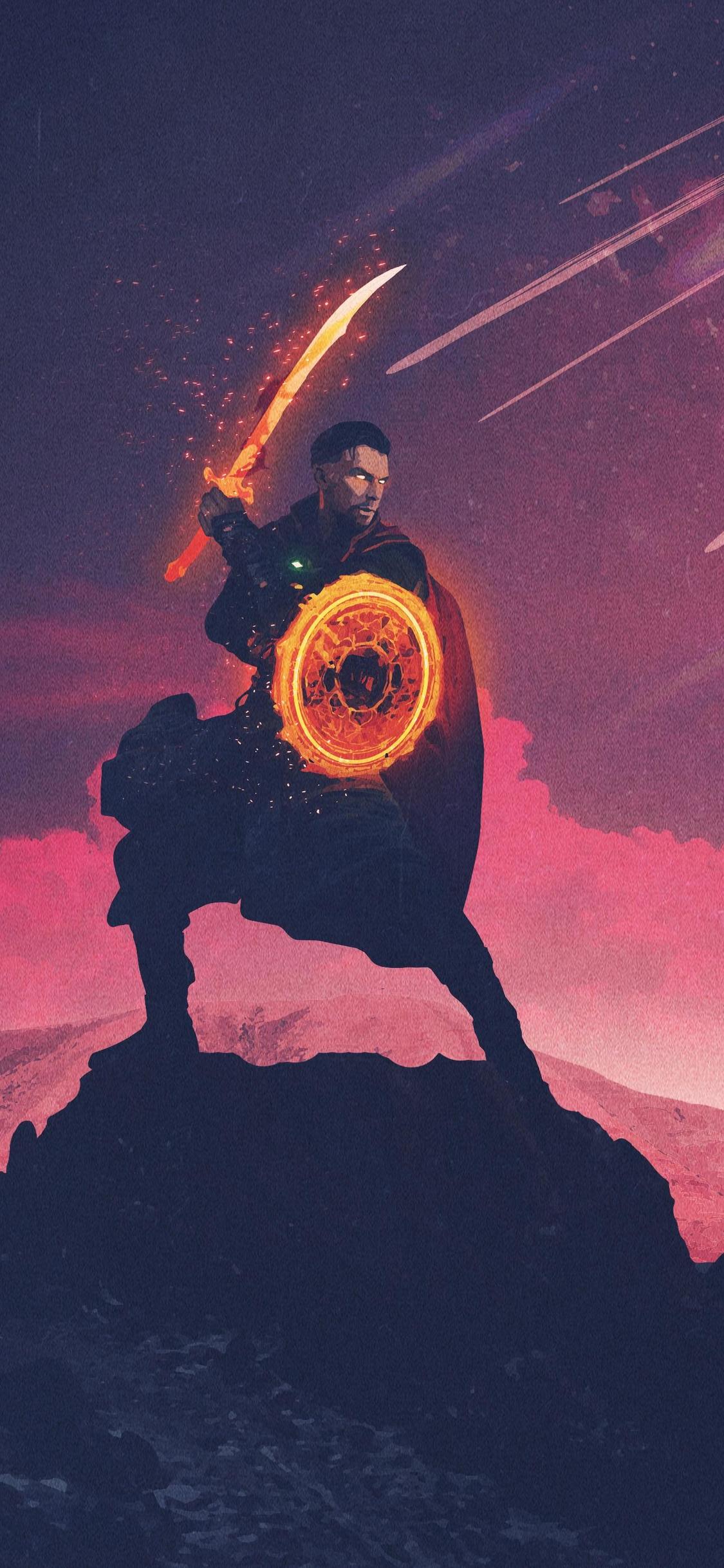 Doctor Strange silhouette collina, 1125x2436 Verticale, iPhone