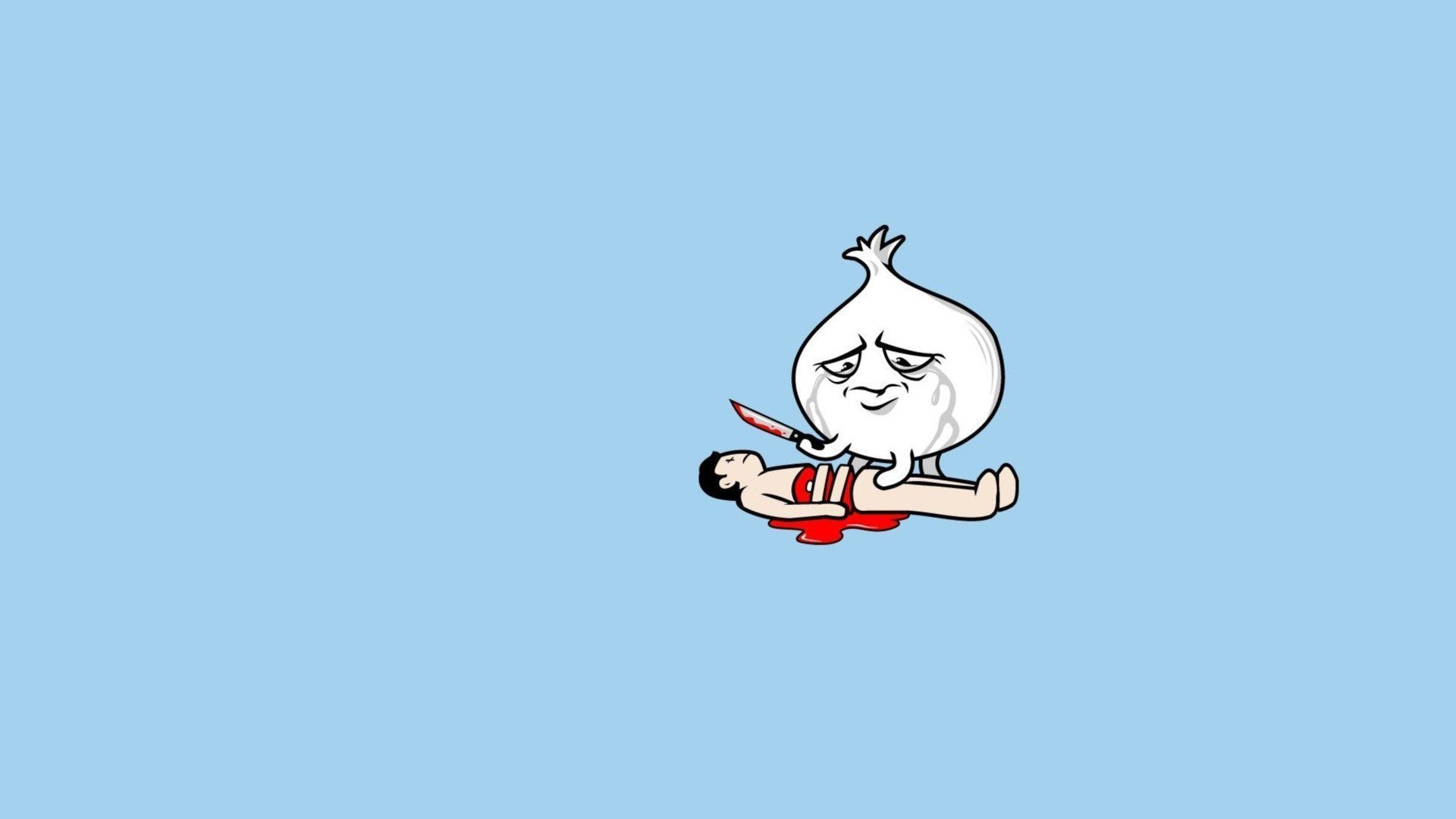 Aglio cartone animato con coltello, 1920x1080 1080p, PC