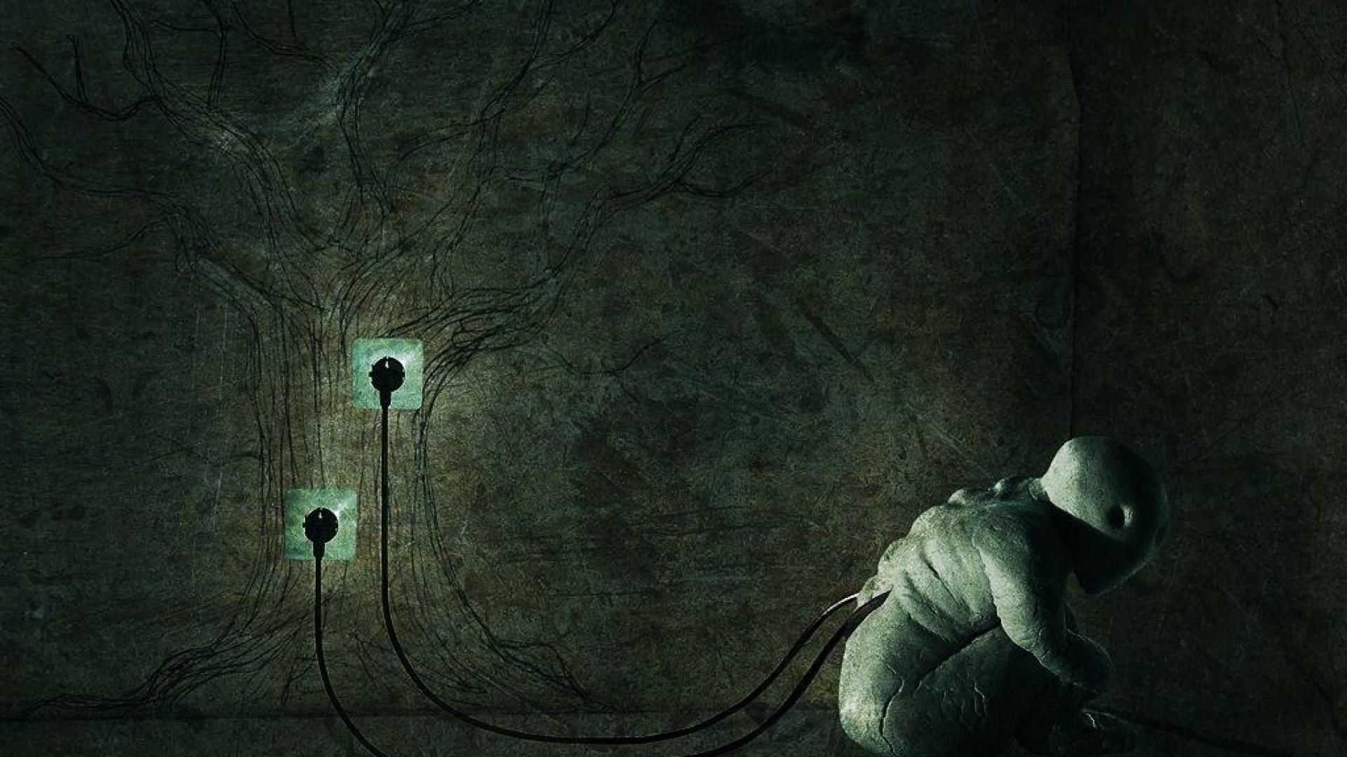 Figura incappucciata con cavi elettrici, 1920x1080 1080p, PC