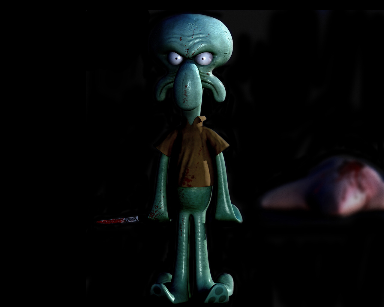 Squidward inquietante scena buia, 1280x1024 720p, Laptop
