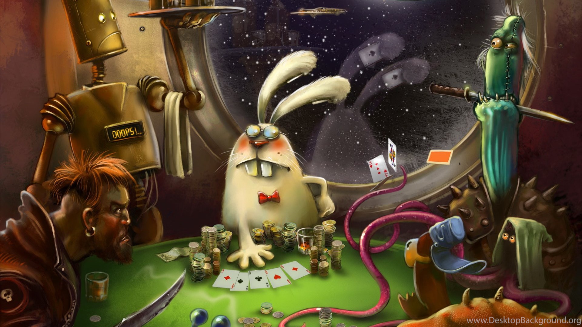 Personaggi strani a poker, 1920x1080 Full HD 1080p, PC