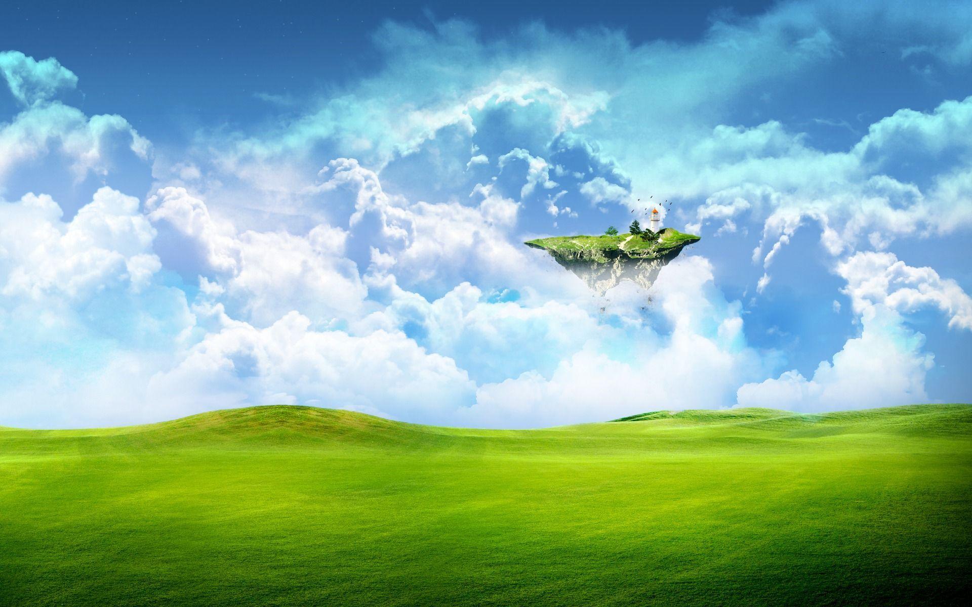 Isola fluttuante tra nuvole, 1920x1200 Full HD+, Desktop