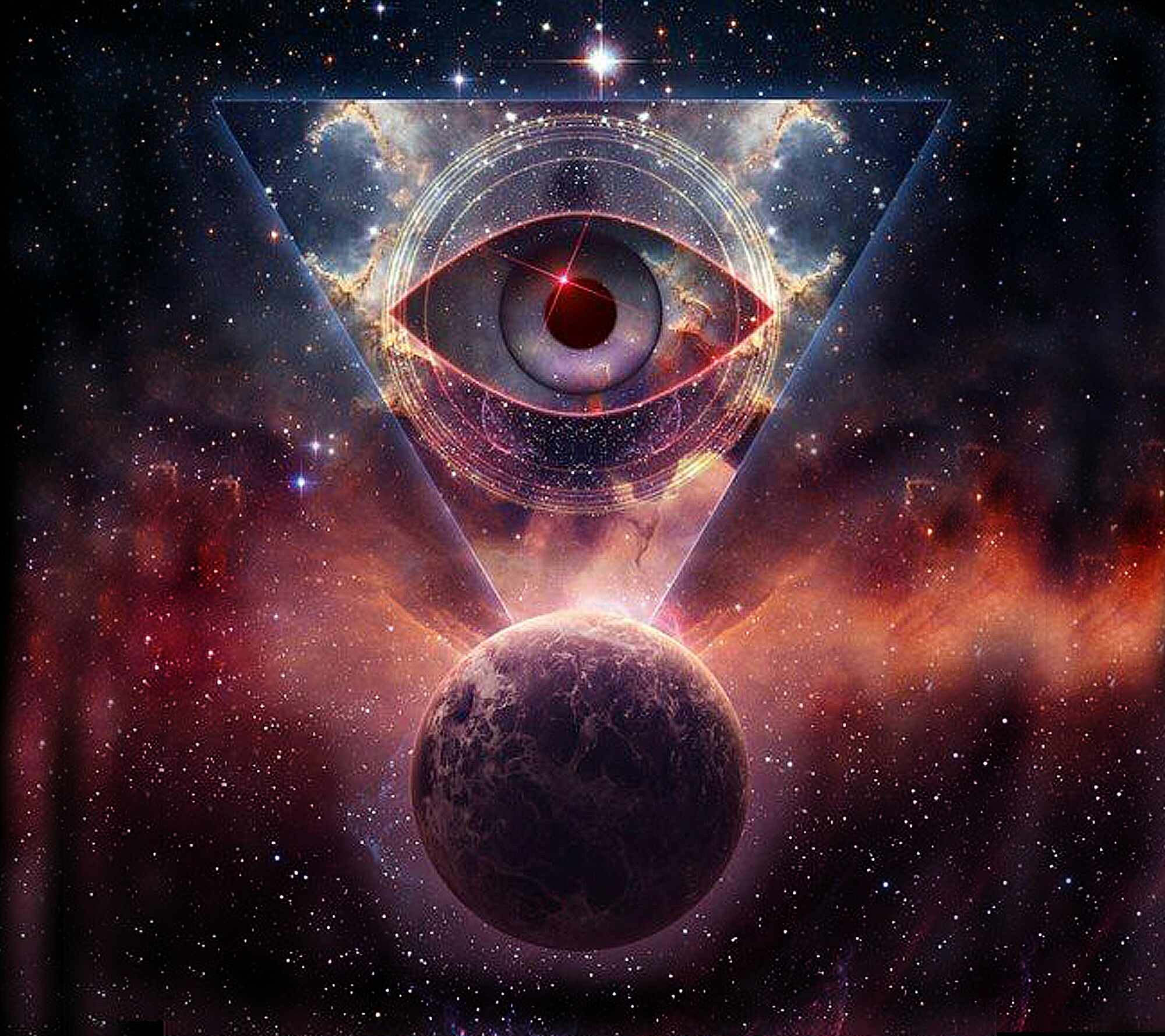 Occhio triangolare cosmico su pianeta, 2000x1778 alta risoluzione, Laptop