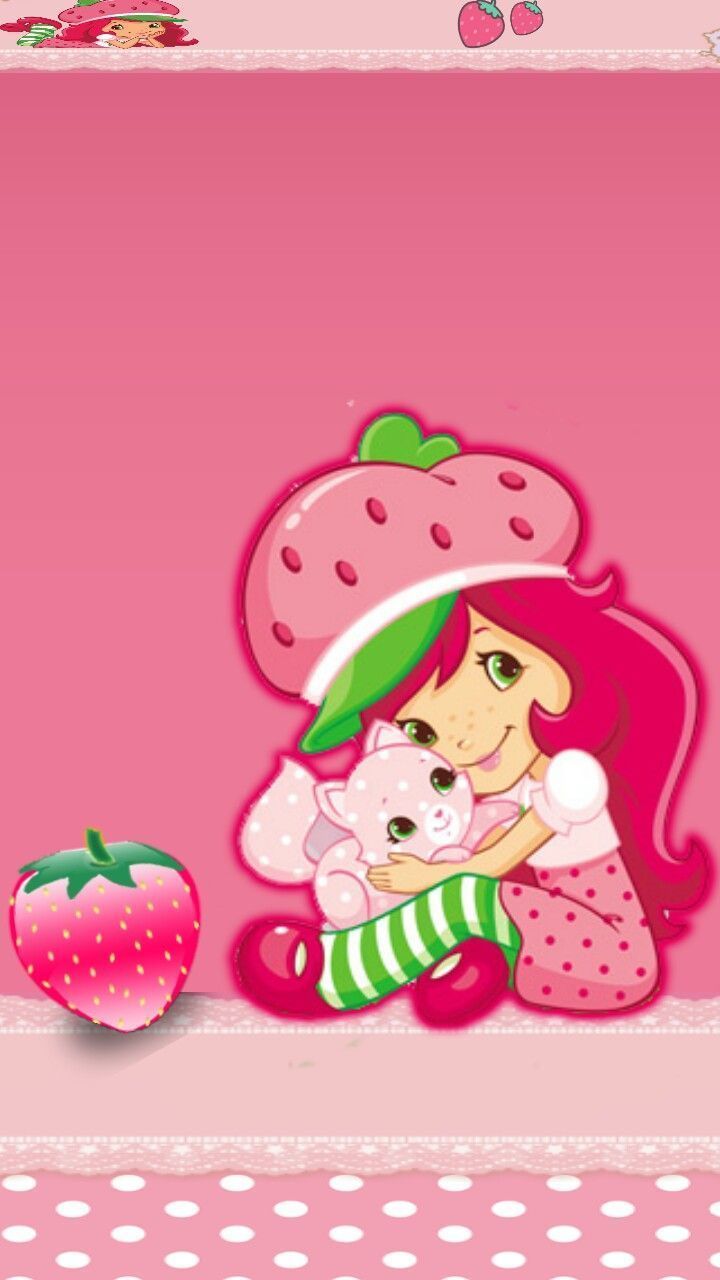 Strawberry Shortcake con gattino rosa, Fragolina Dolcecuore, 720x1280 Verticale, Mobile