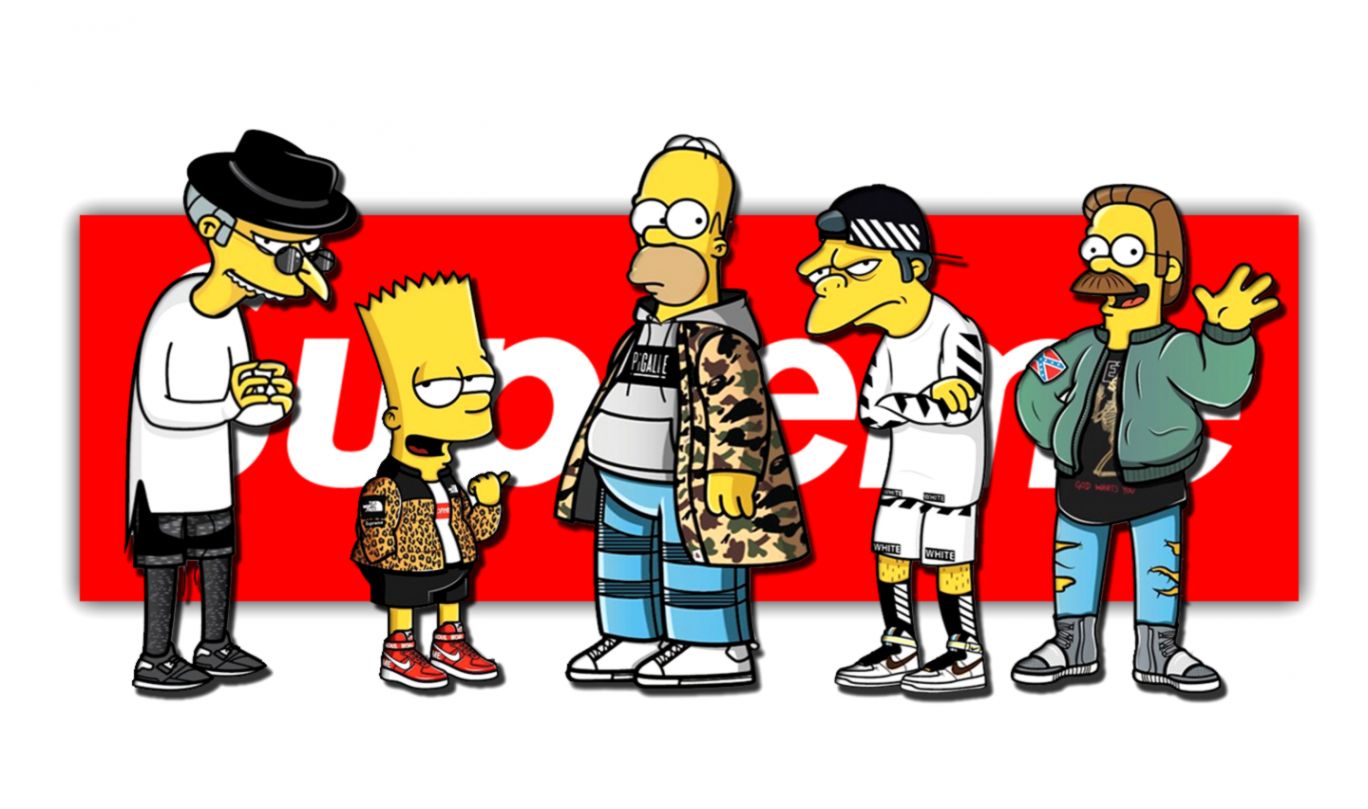 Simpsons streetwear Supreme, New York, 1368x809 720p, Laptop
