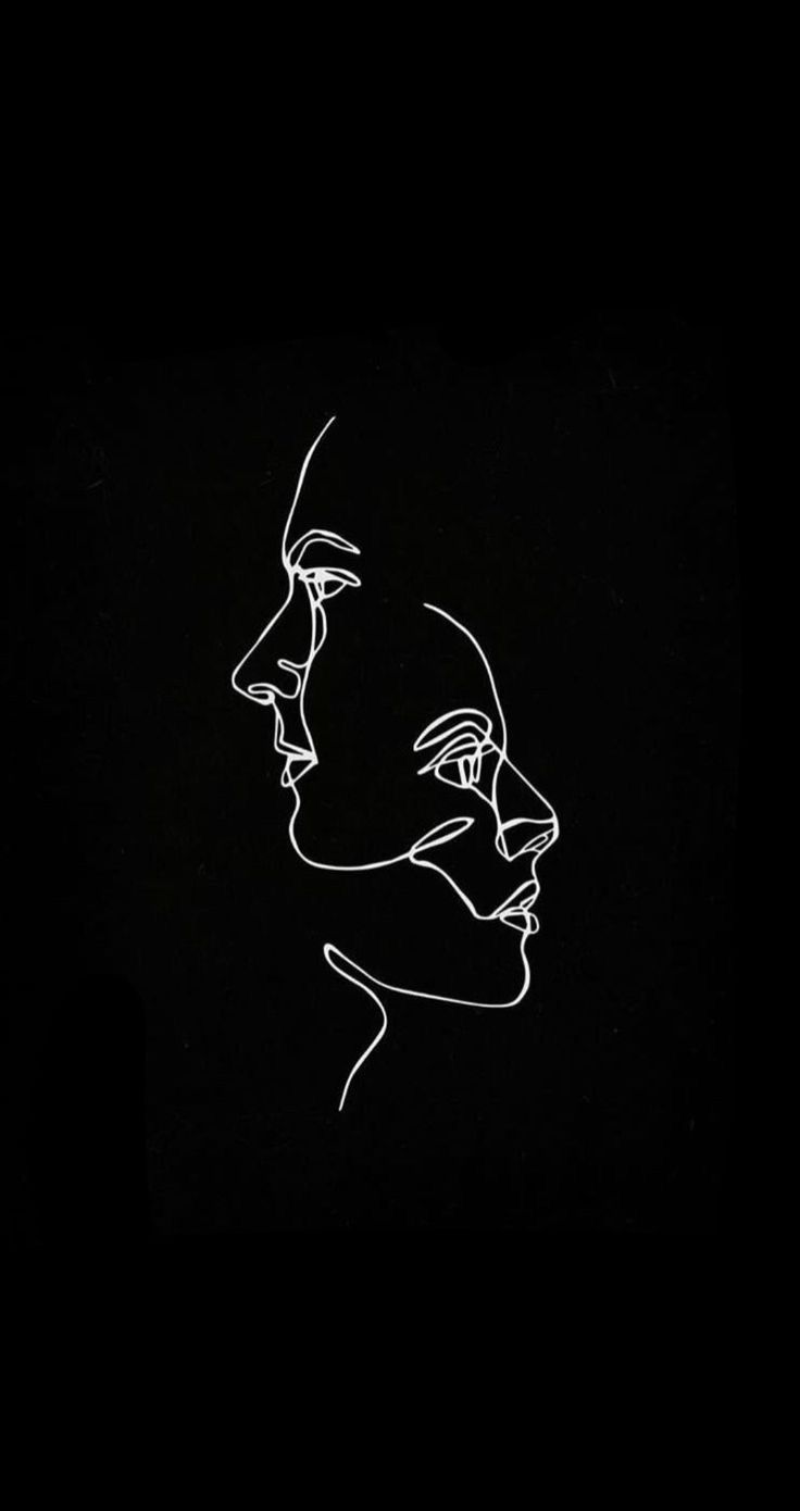 Line art volti minimalisti neri, 736x1390 Full HD Verticale, Smartphone