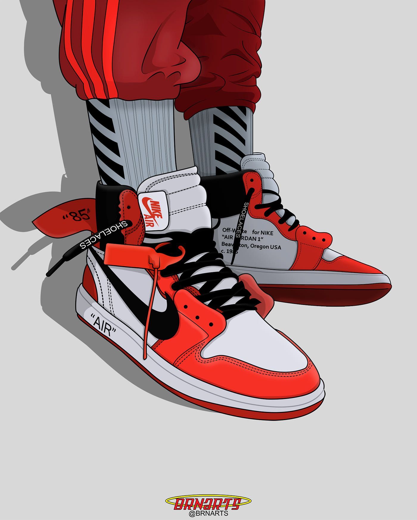 Sneaker Nike Off-White illustrata, abbigliamento sportivo, 1400x1747 Verticale, Mobile