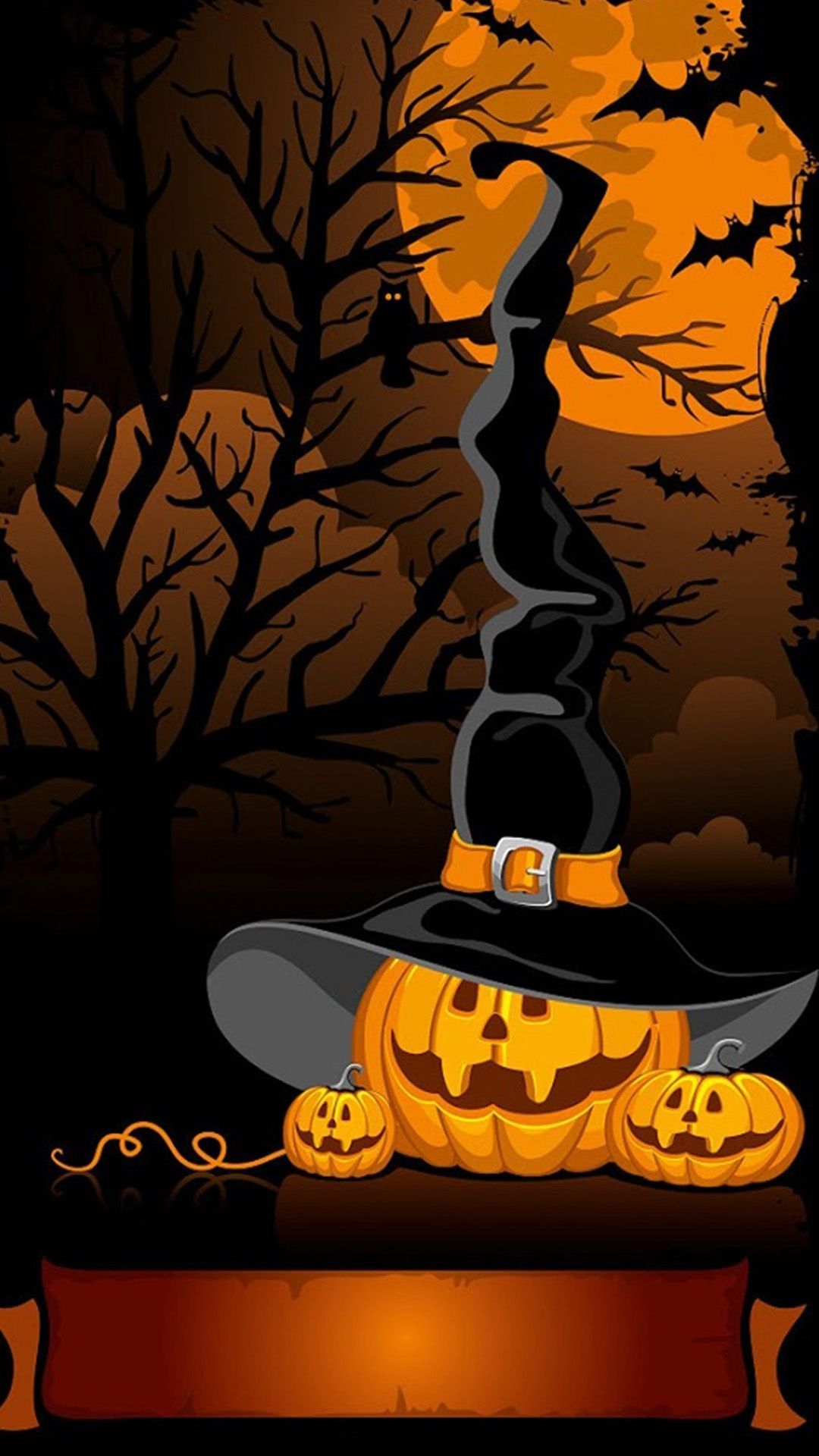 Zucche cappello strega Halloween, 1080x1920 Full HD Verticale, iPhone