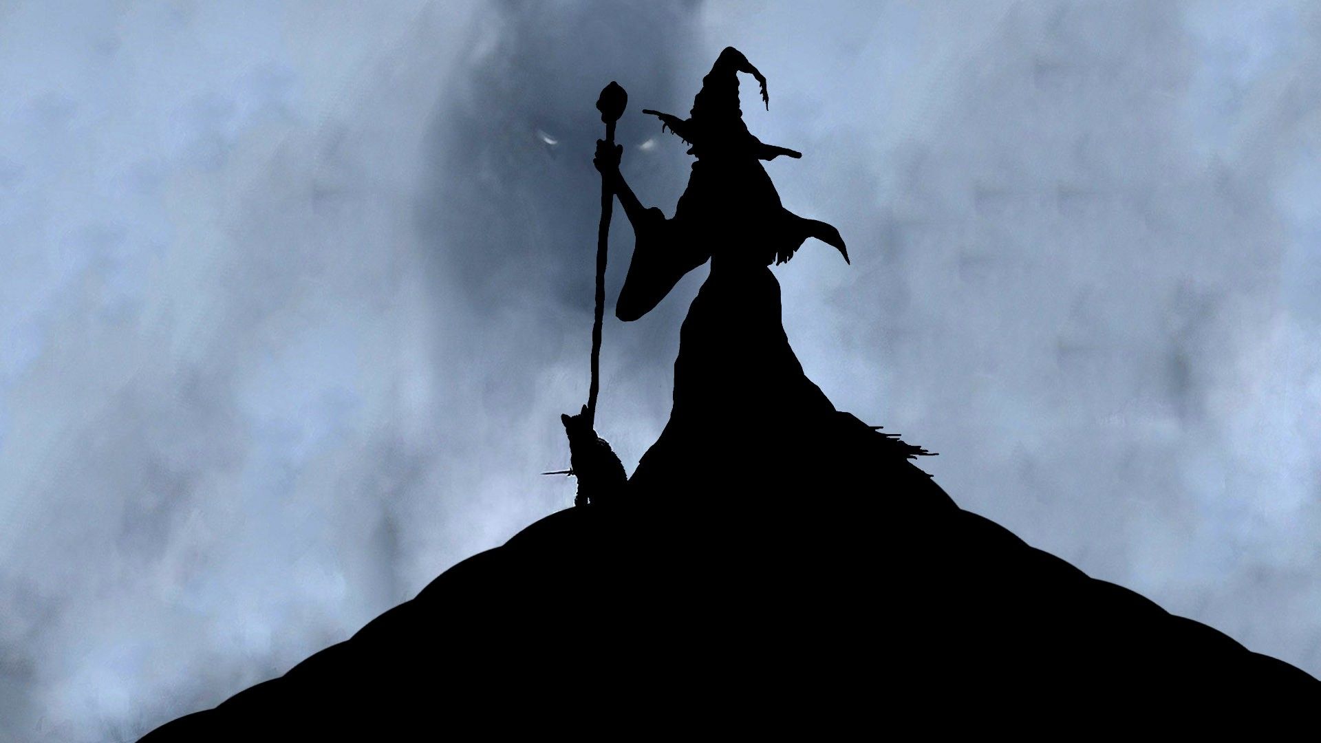 Silhouette strega con bastone, 1920x1080 Full HD, Desktop