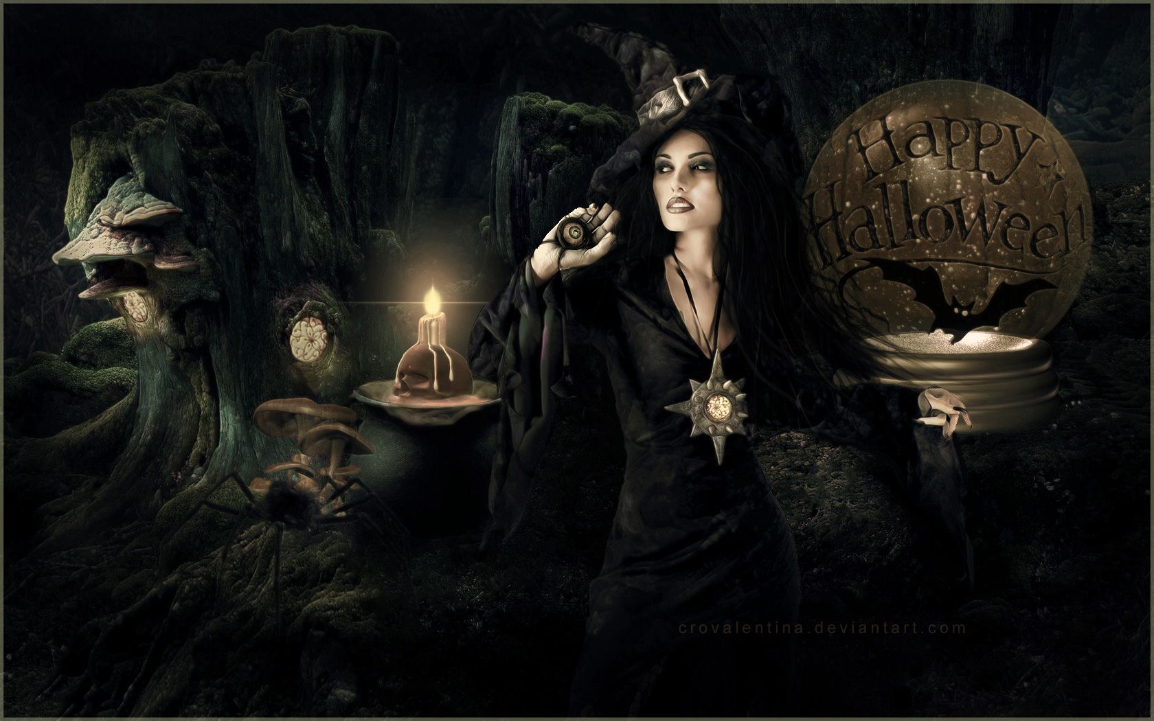 Strega scura con calderone Halloween, 1680x1050 HD, PC