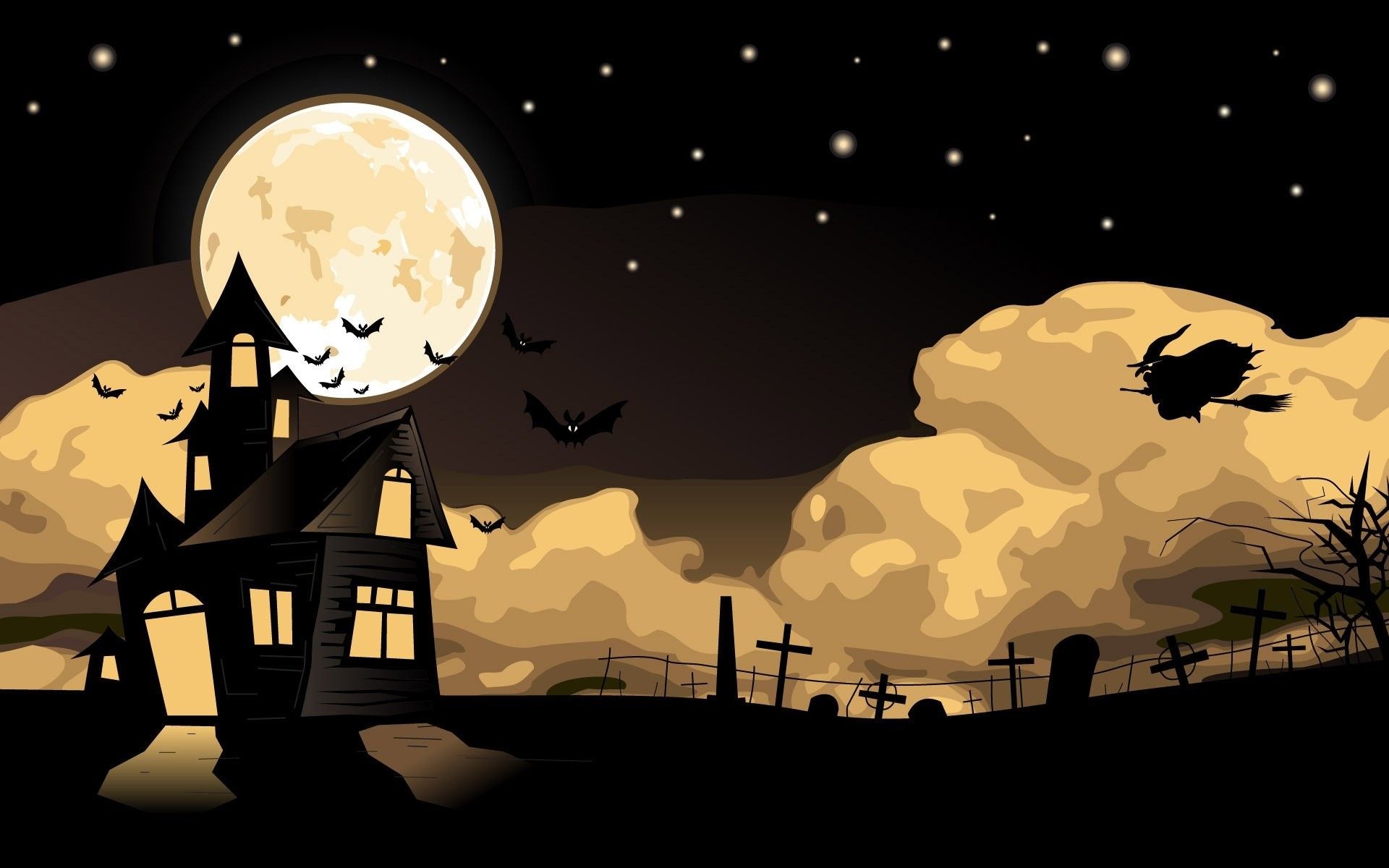 Casa stregata con luna piena, 1920x1200 WUXGA, iMac