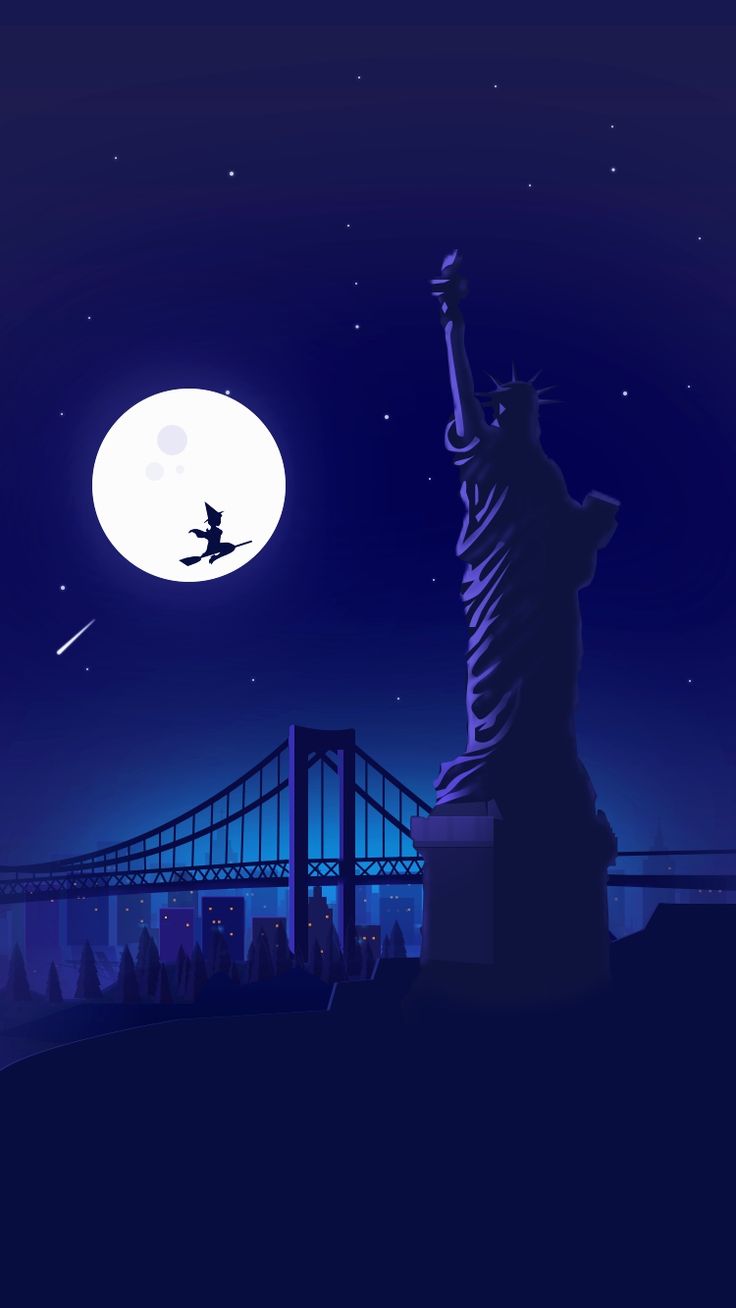 Strega vola vicino Statua Libertà, 736x1308 Verticale, Telefono