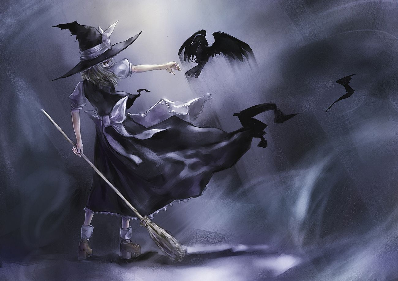 Strega con corvo e scopa, 1300x920 720p, Laptop