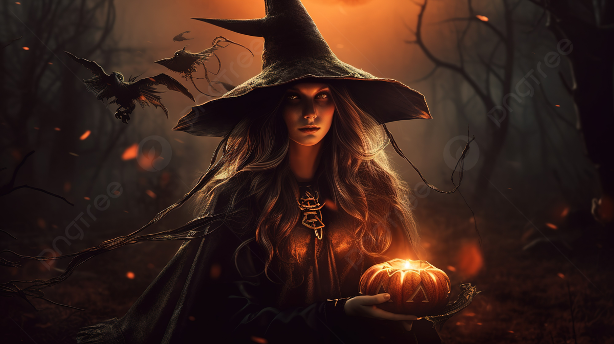 Strega con zucca Halloween, 1200x673 HD, Desktop