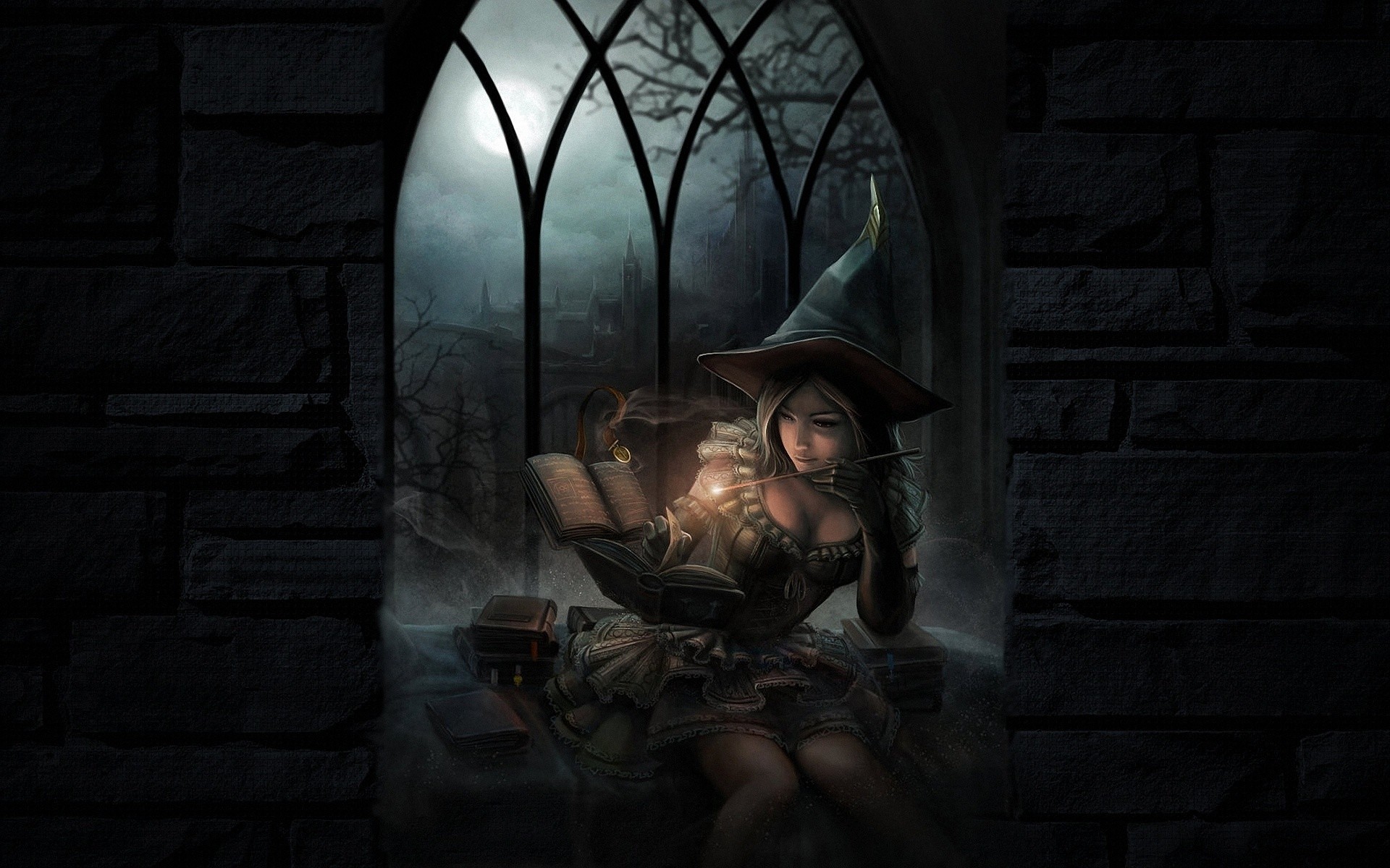 Strega con cappello alla finestra, 1920x1200 Full HD+, PC Desktop