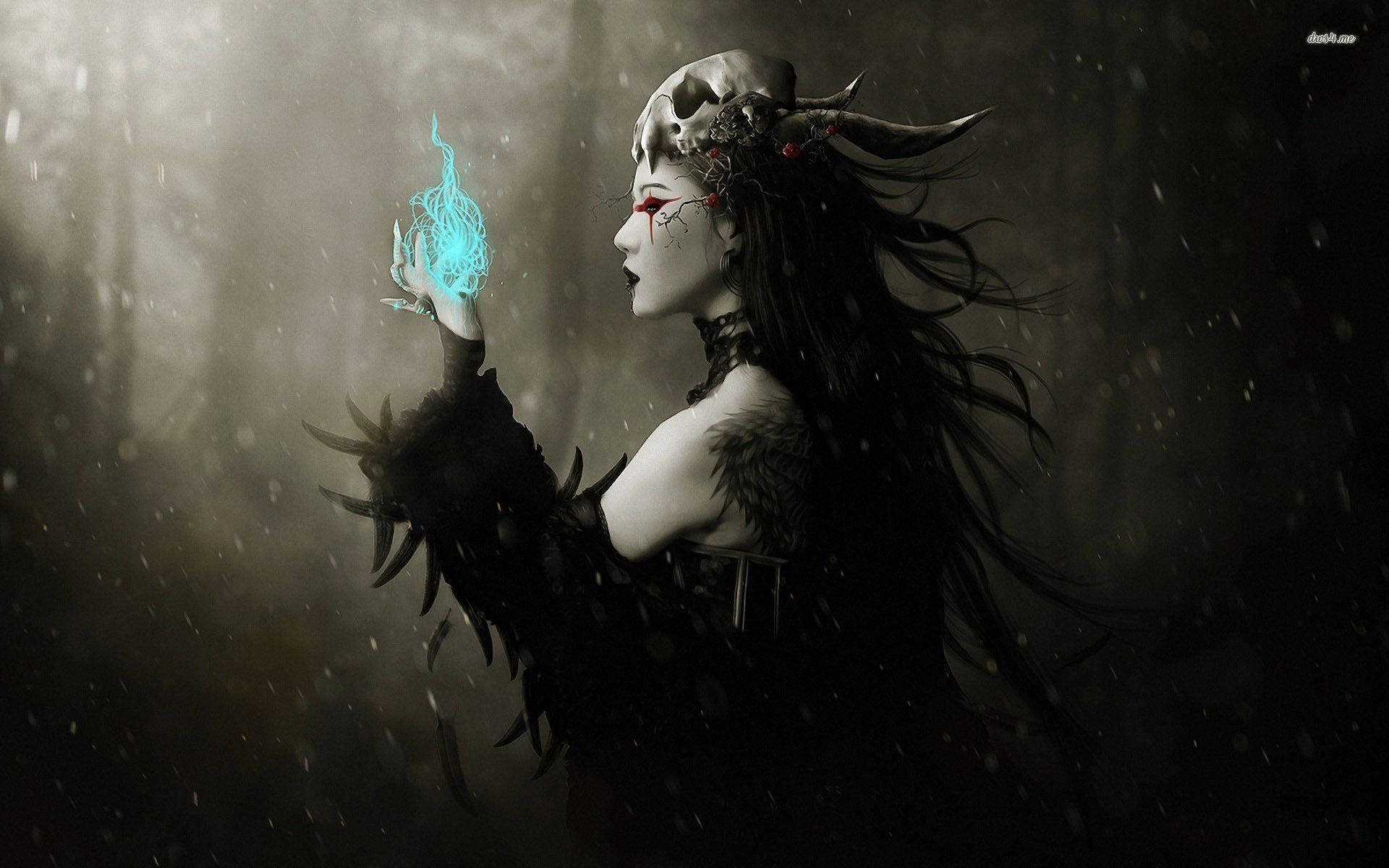 Strega con fiamma blu magica, 1920x1200 WUXGA, Desktop