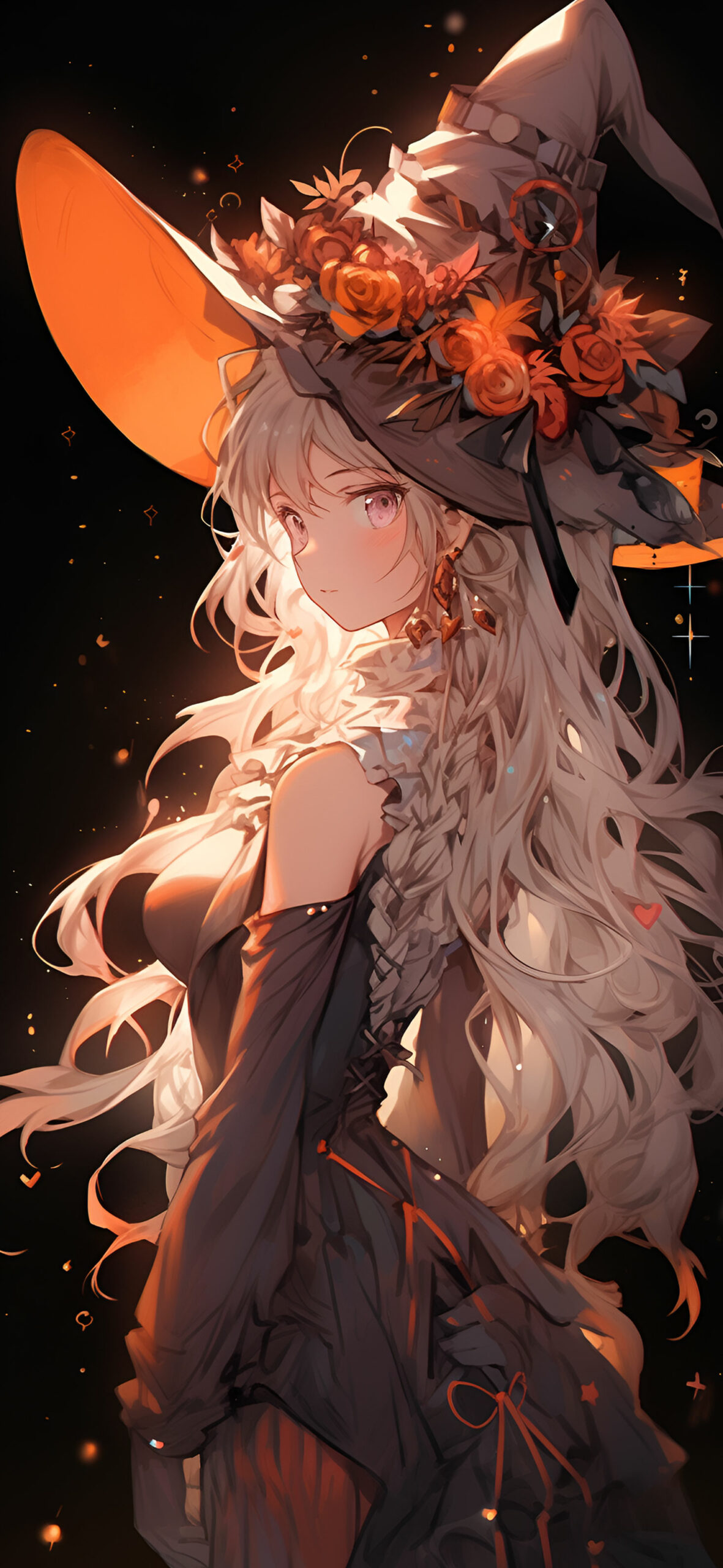 Strega con cappello arancione, 1181x2560 Full HD Verticale, Smartphone