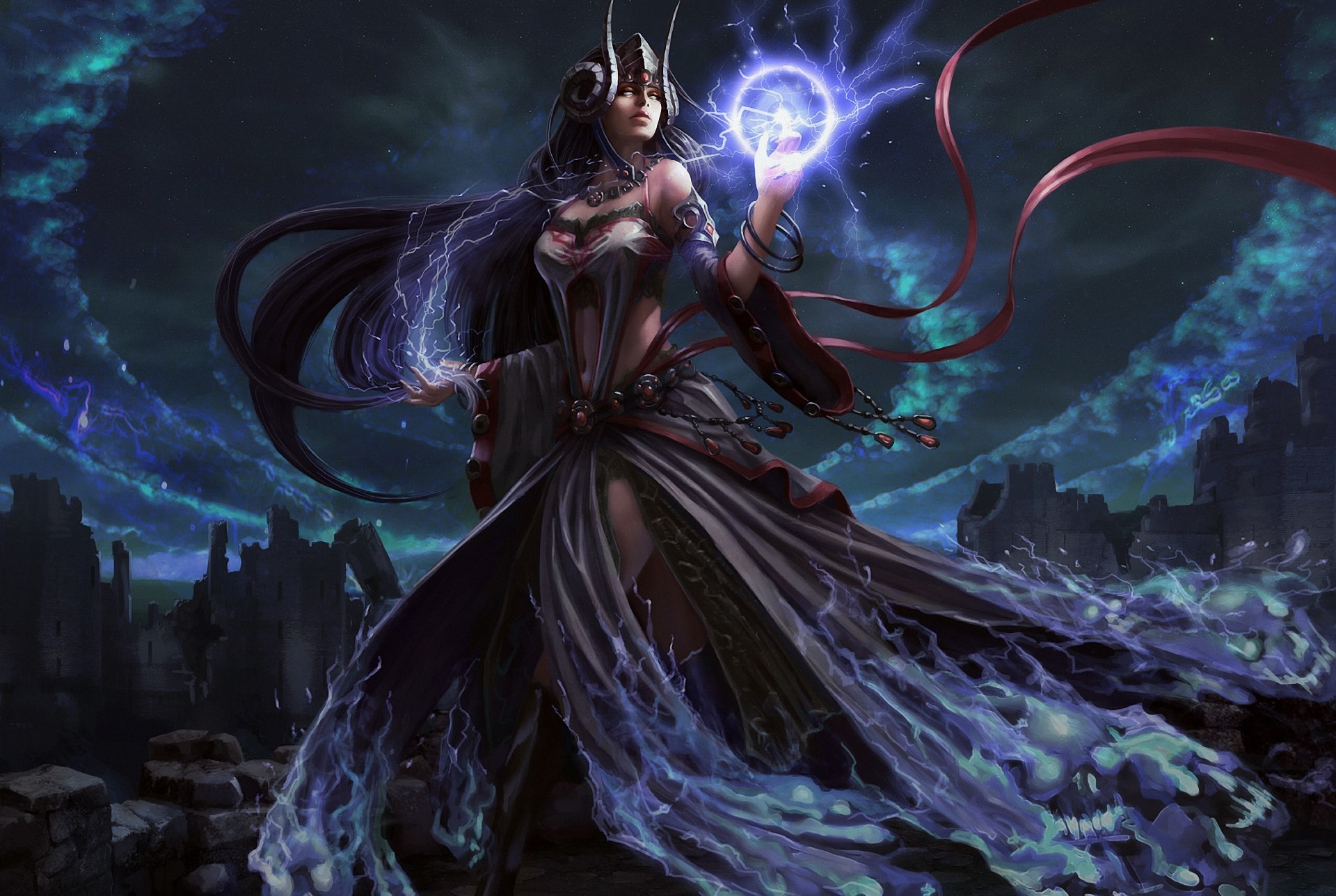 Strega fantasy con sfera magica, 1920x1288 WUXGA, PC Desktop