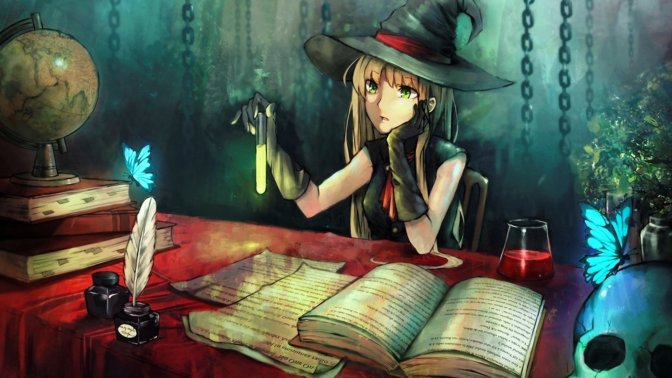 Strega anime con libri antichi, 2800x1575 1440p, Desktop