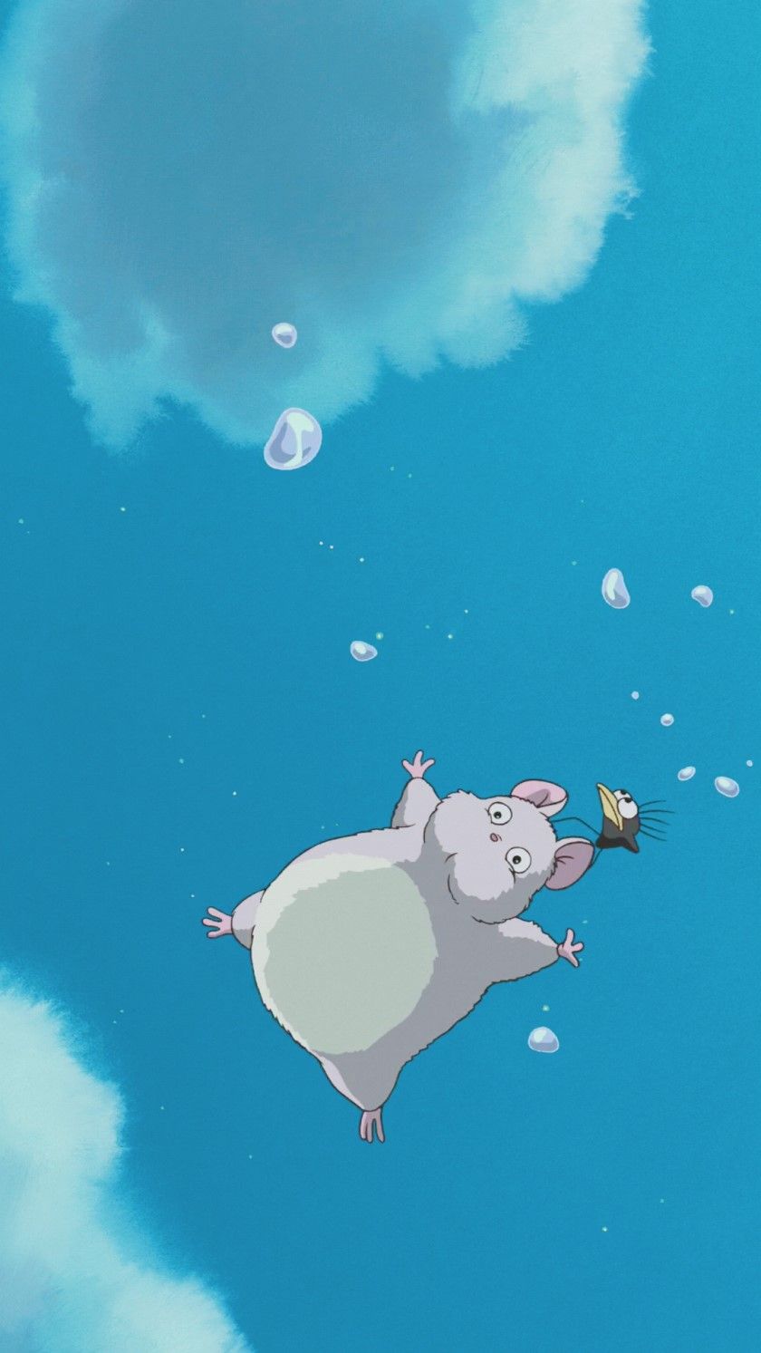 Boh volante Spirited Away, cielo blu, 840x1493 Full HD Verticale, iPhone Plus