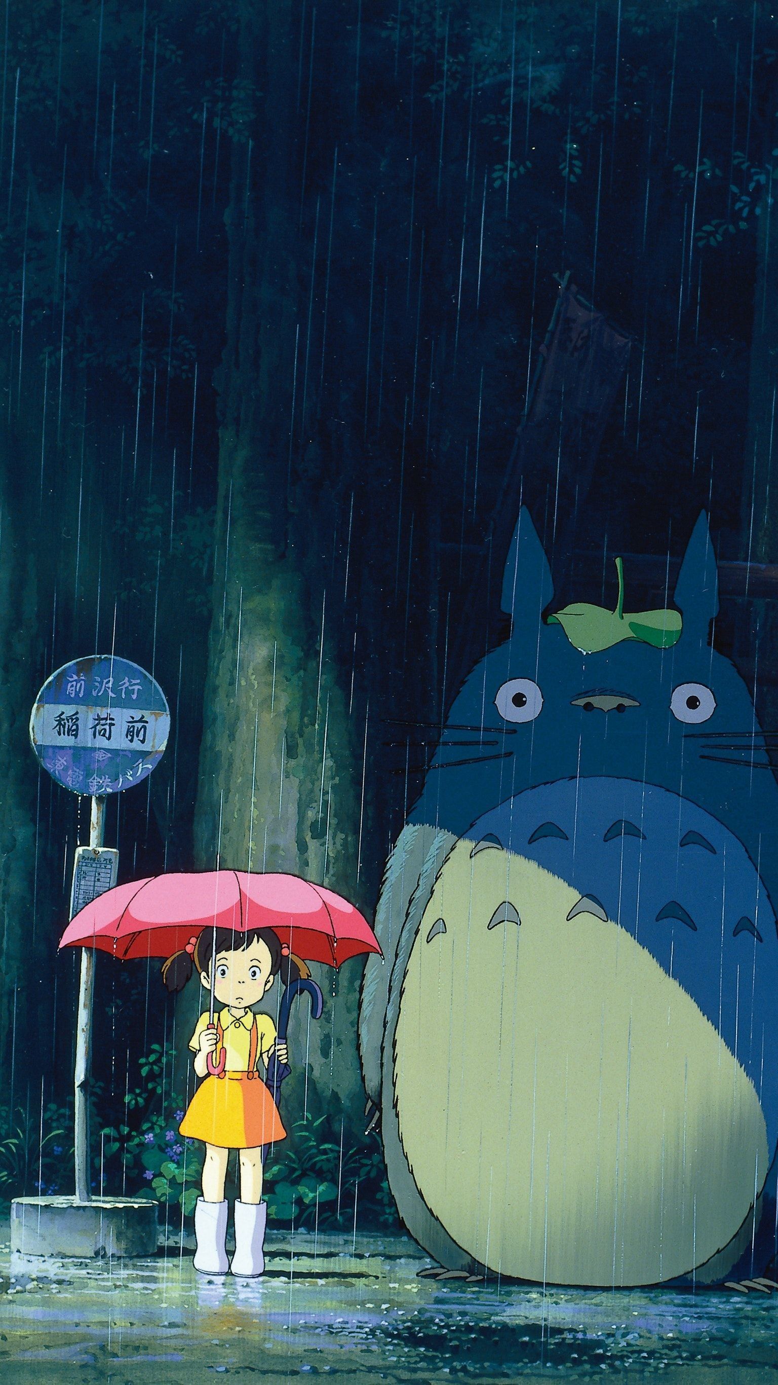 Totoro fermata autobus pioggia, 1536x2732 Verticale, iPhone